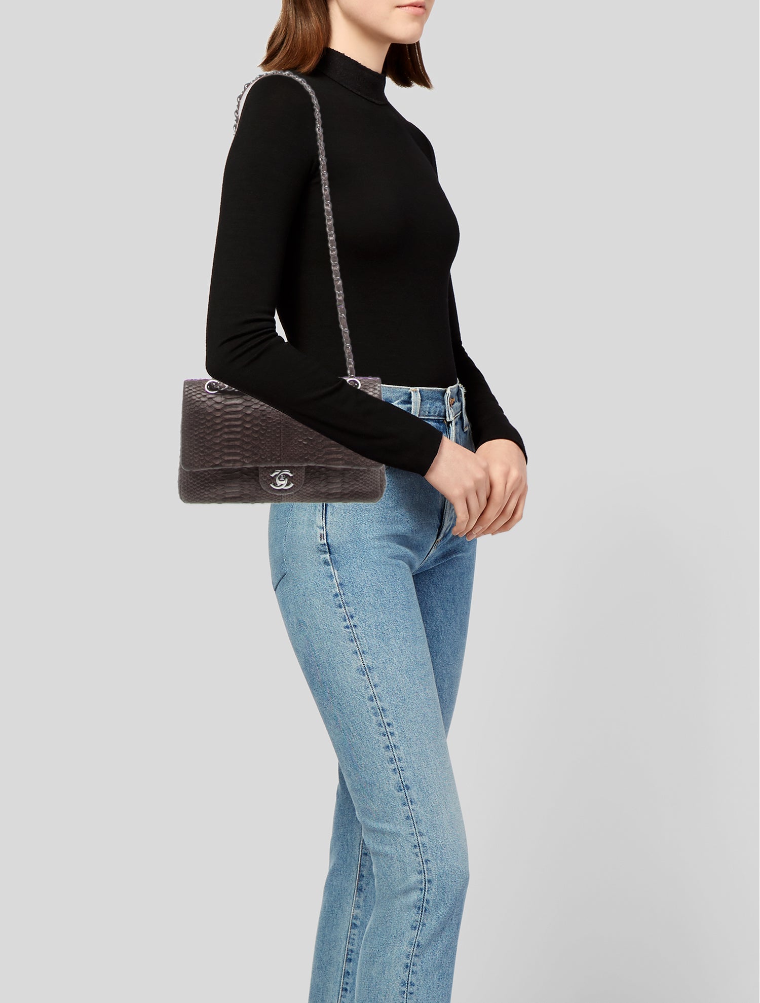Chanel Python Medium Double Flap Bag