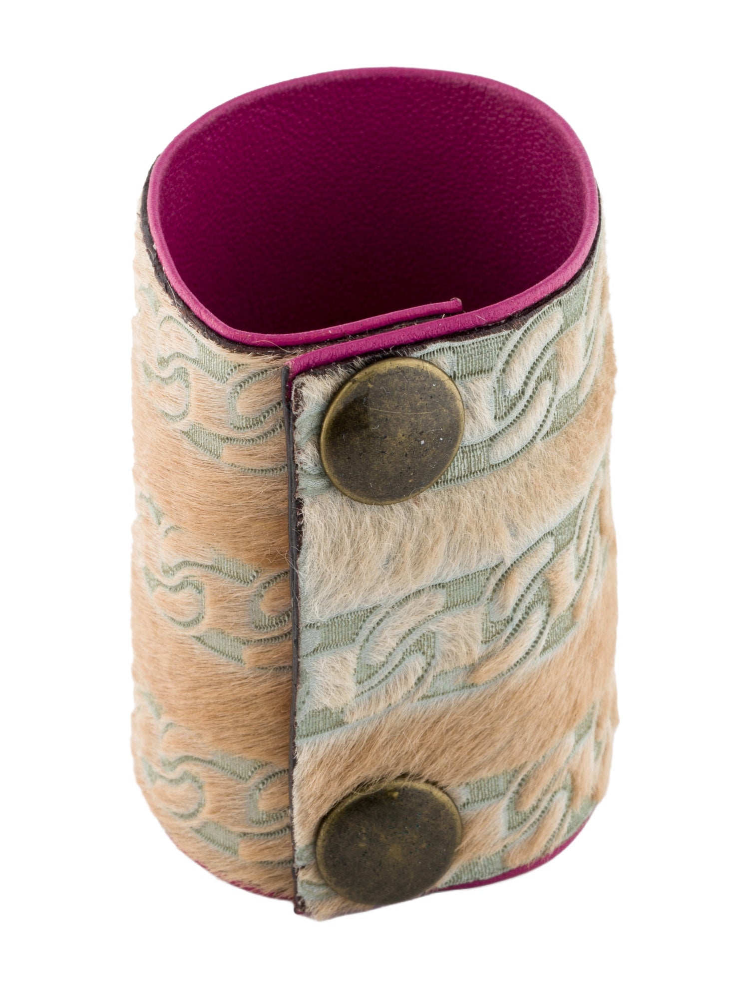 Chanel Pony Hair & Leather Wide Snap Bracelet