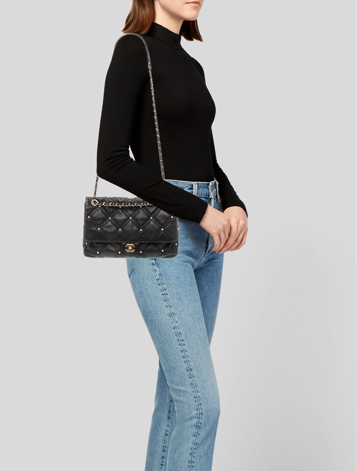 Chanel Quilted With Pearls Flap Bag