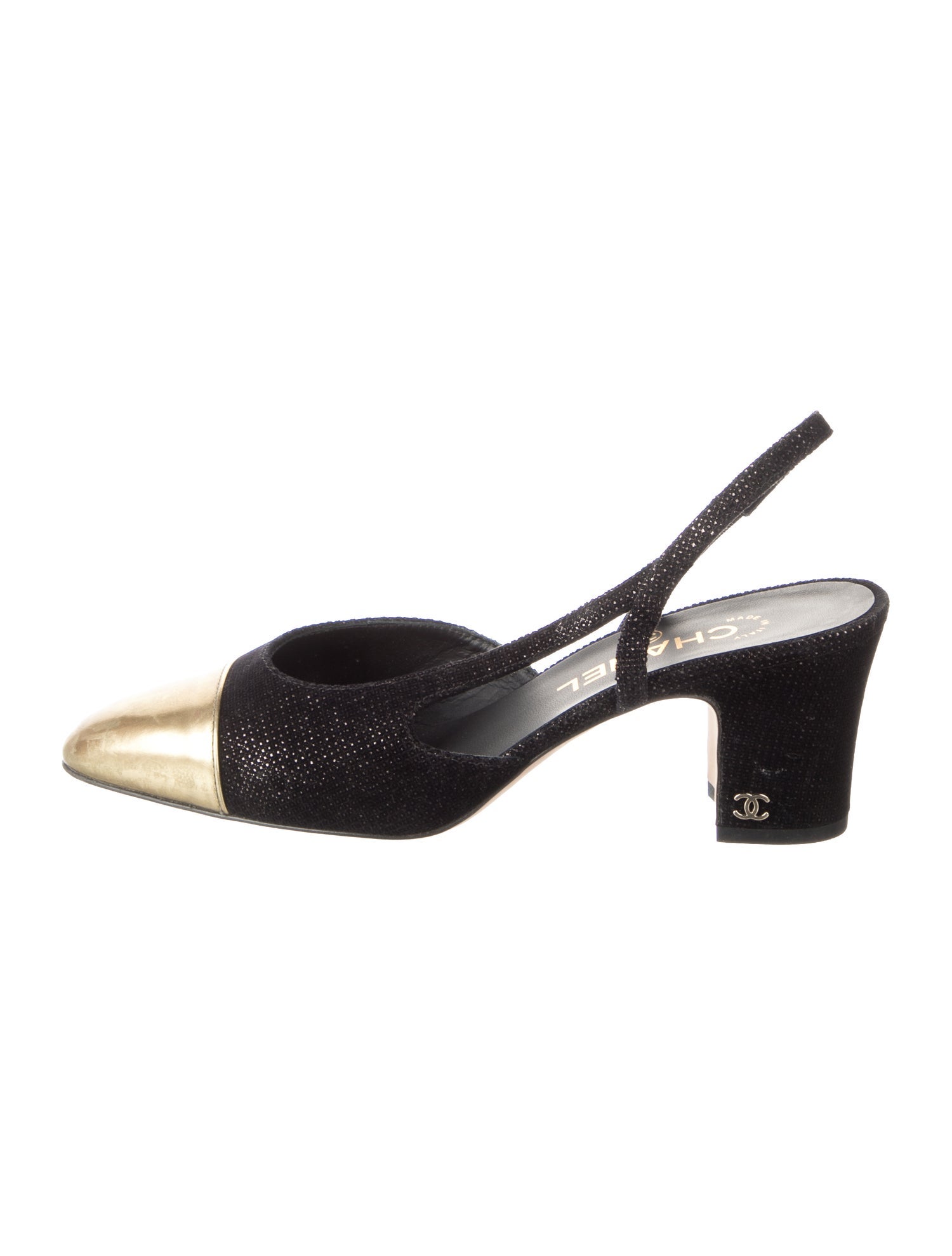 Chanel Interlocking CC Logo Velvet Slingback Pumps