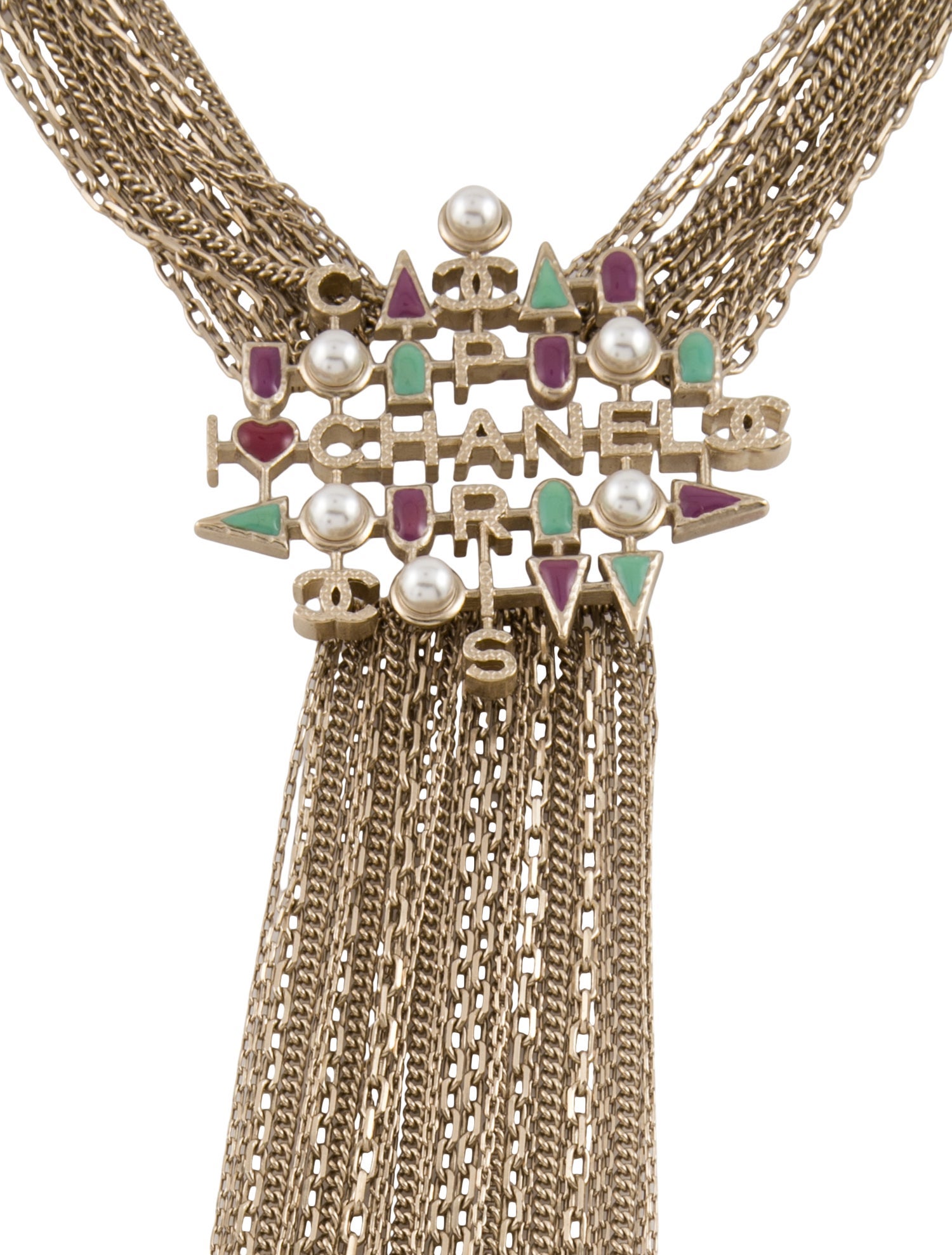 Chanel Faux Pearl & Resin 'I Love Chanel' Lavalier Necklace