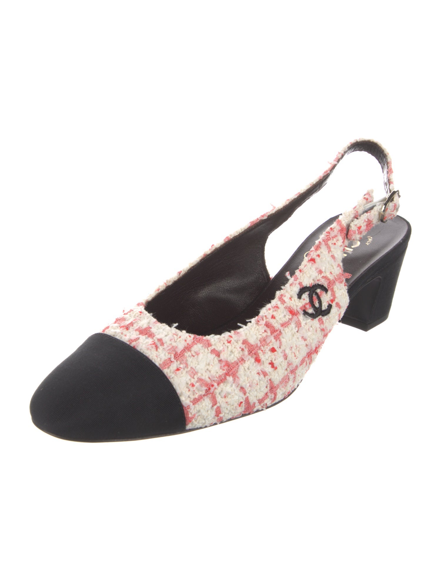 Chanel Interlocking CC Logo Tweed Slingback Pumps w/ Tags