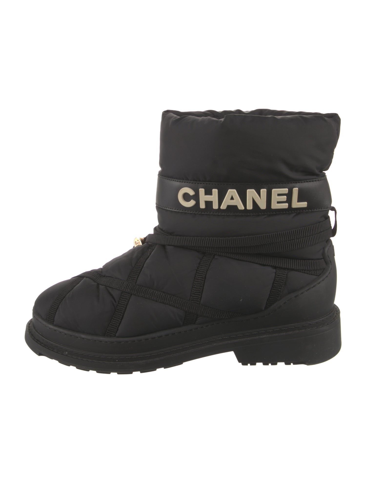 Chanel Interlocking CC Logo Nylon Combat Boots