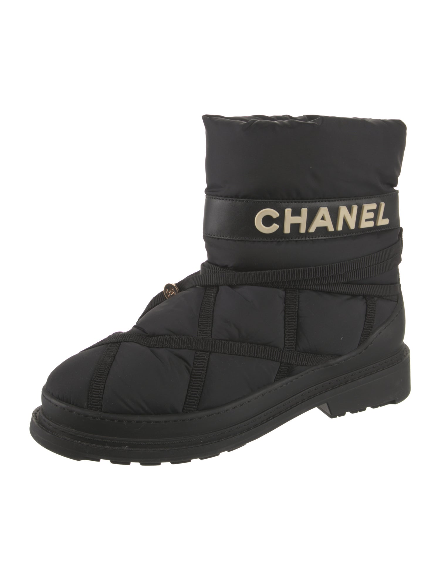 Chanel Interlocking CC Logo Nylon Combat Boots