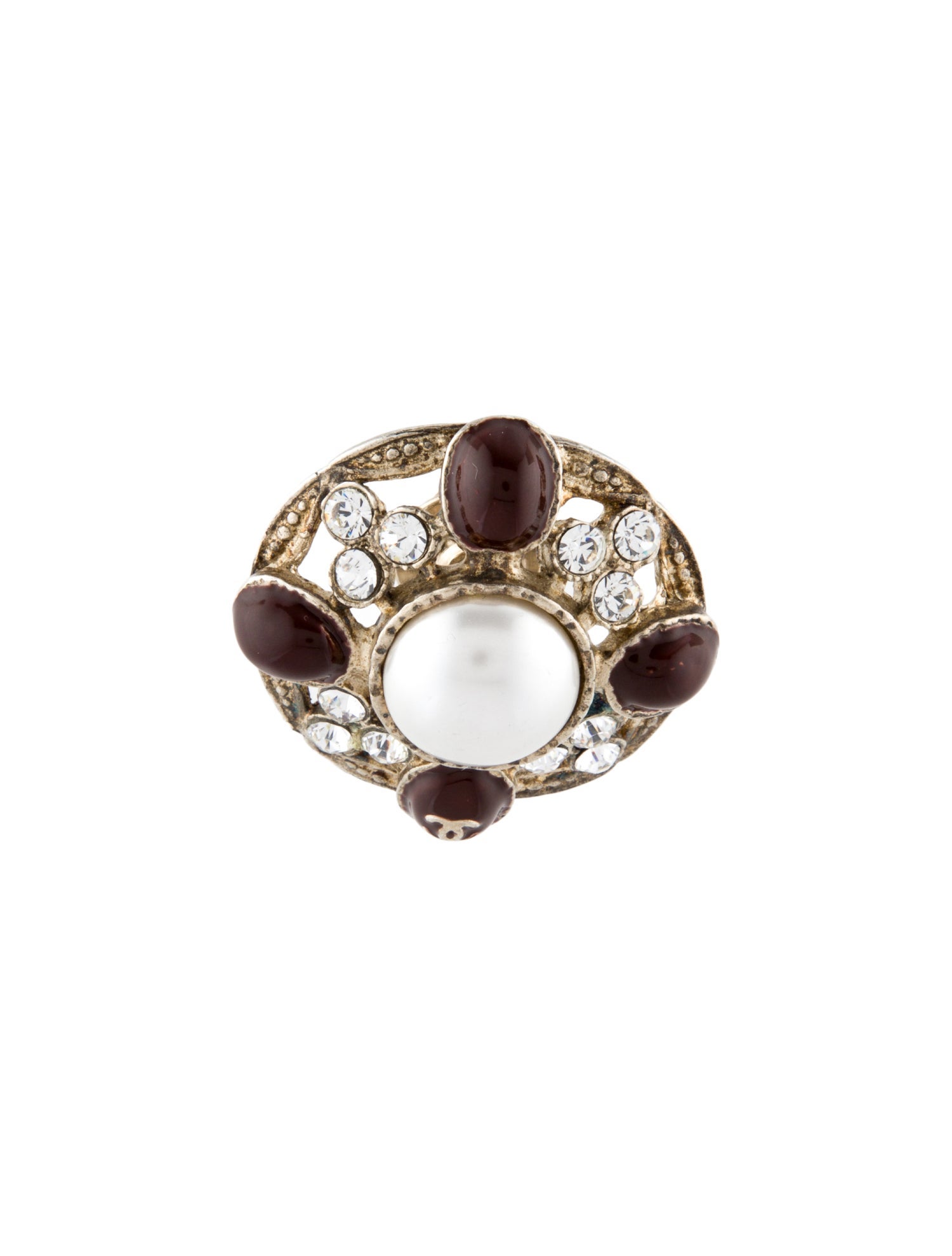 Chanel Faux Pearl, Resin & Strass Brooch Pin
