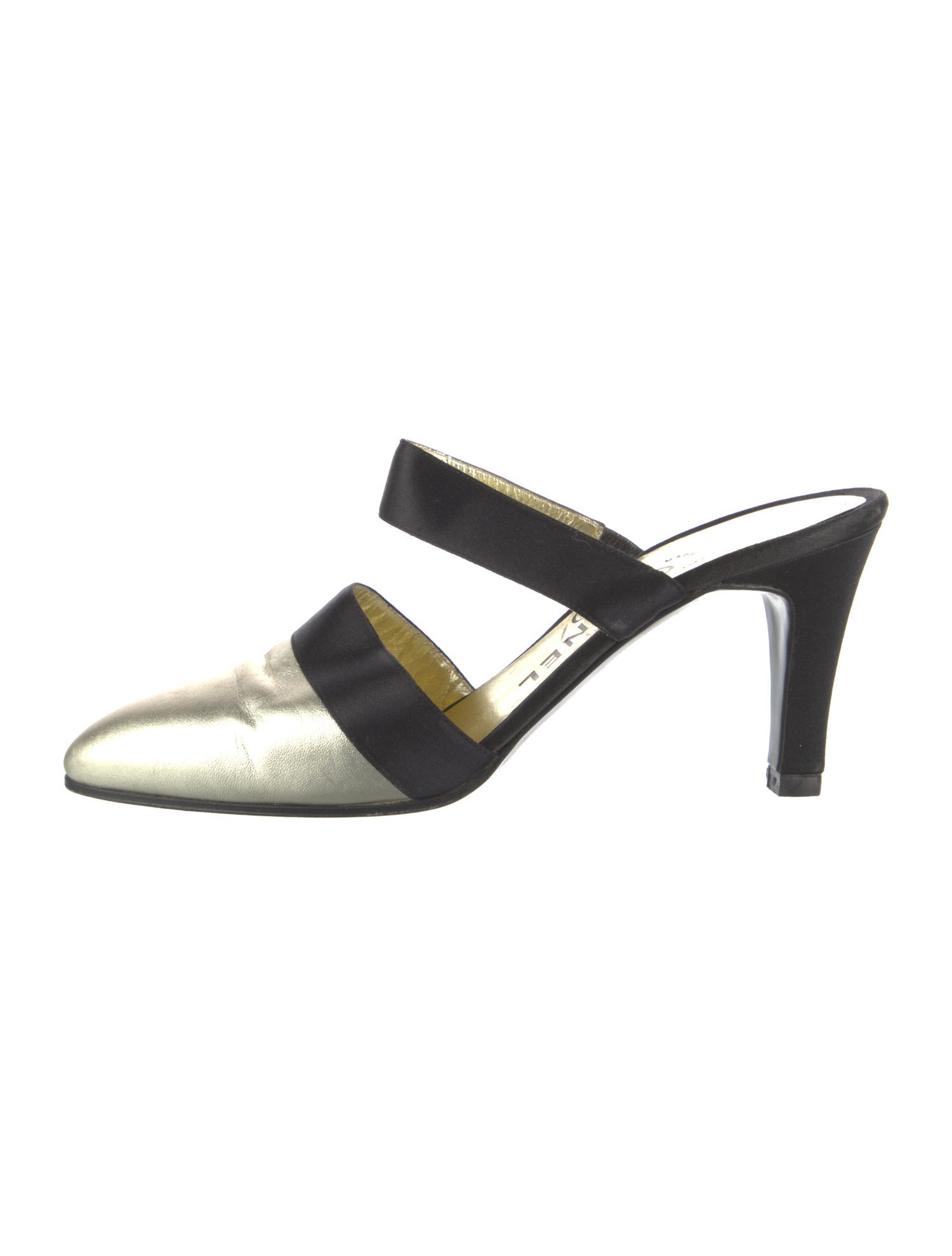 Chanel Interlocking CC Logo Satin Mules