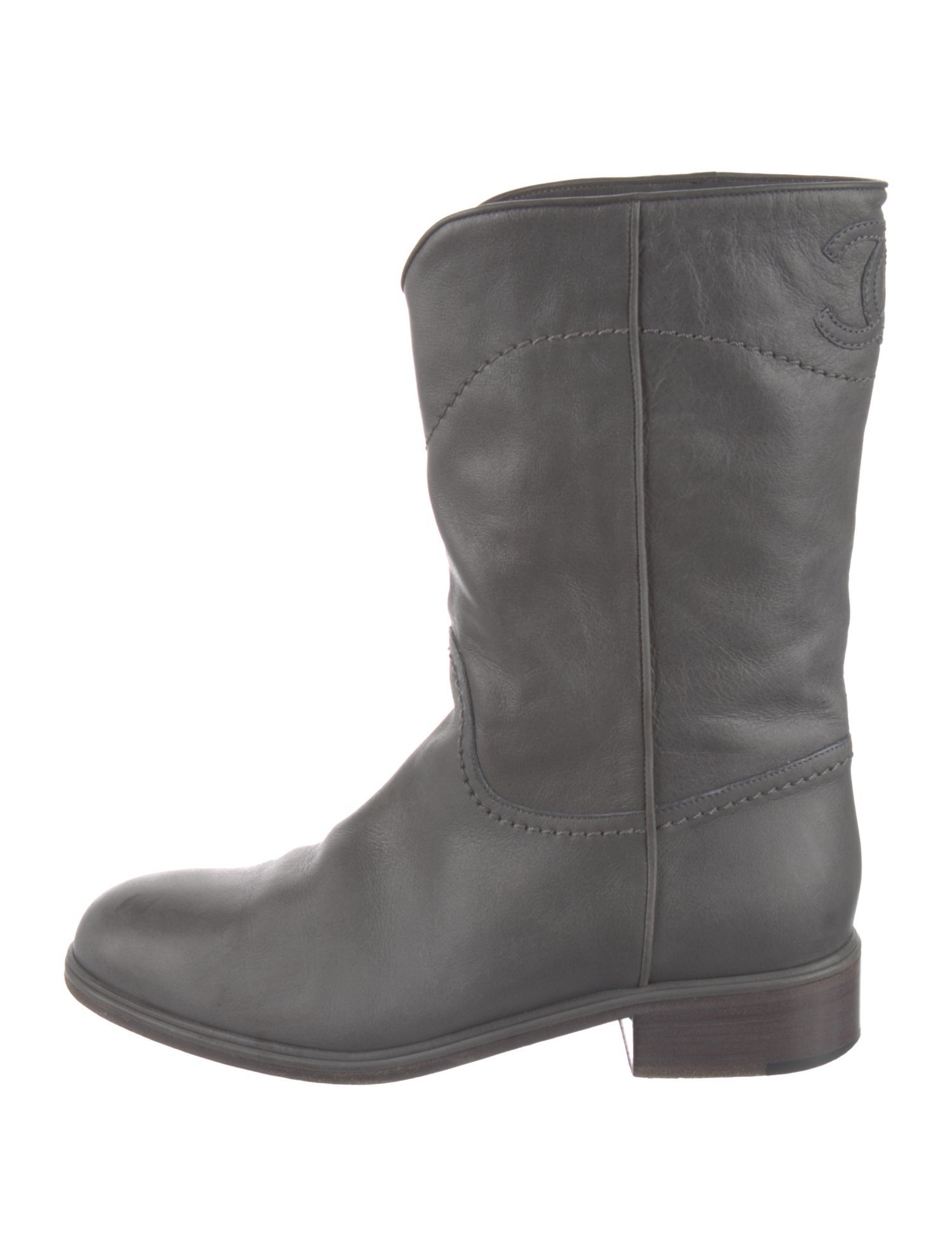 Chanel Interlocking CC Logo Leather Western Boots