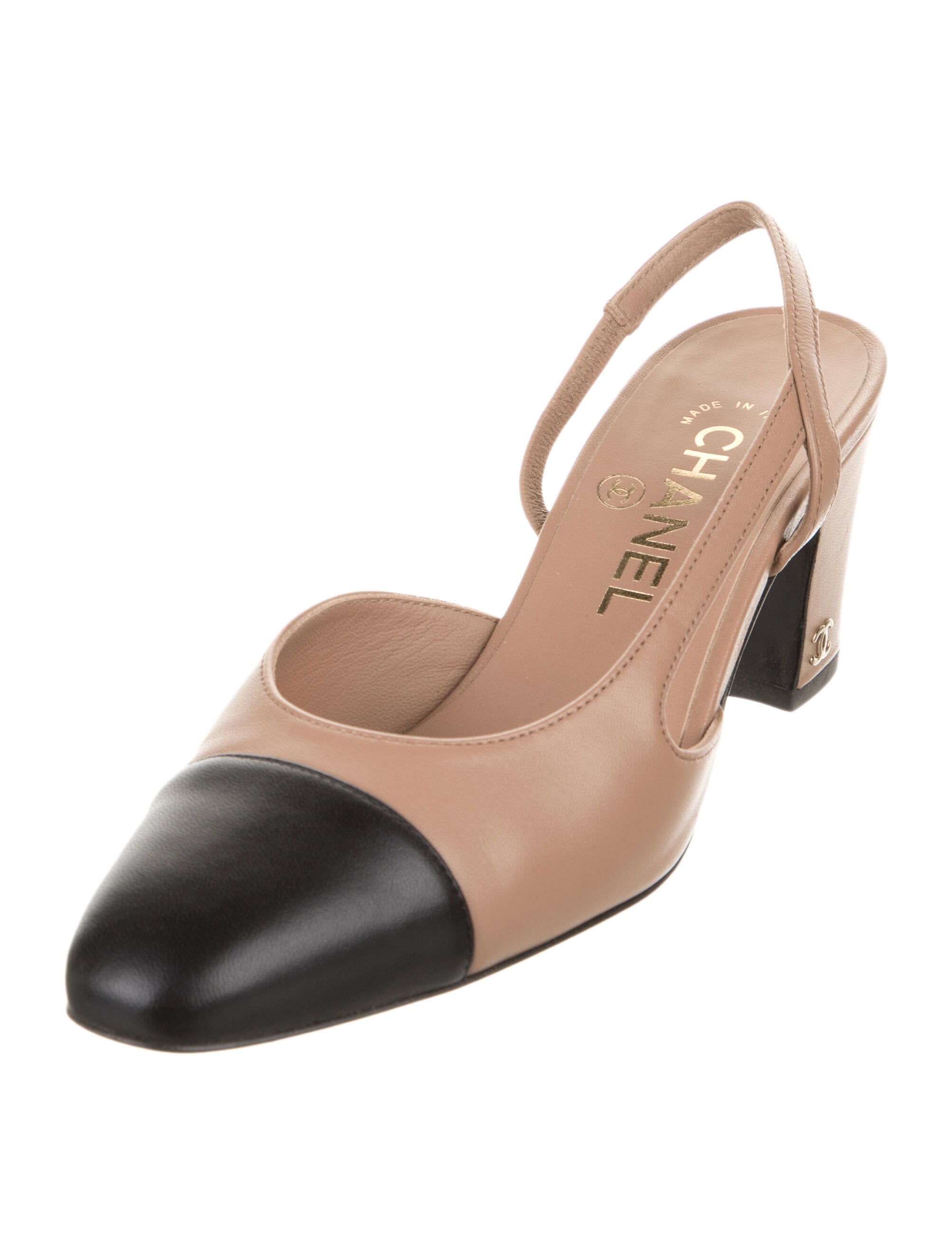 Chanel Interlocking CC Logo Lambskin Slingback Pumps