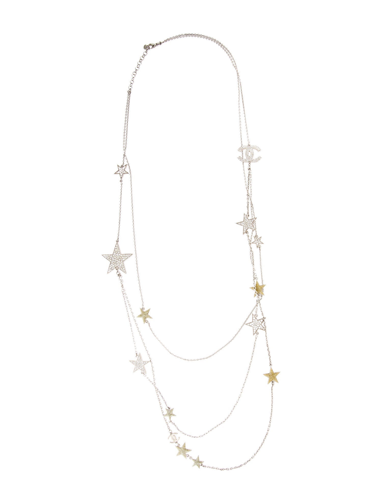 Chanel Strass & Enamel Star CC Multistrand Necklace