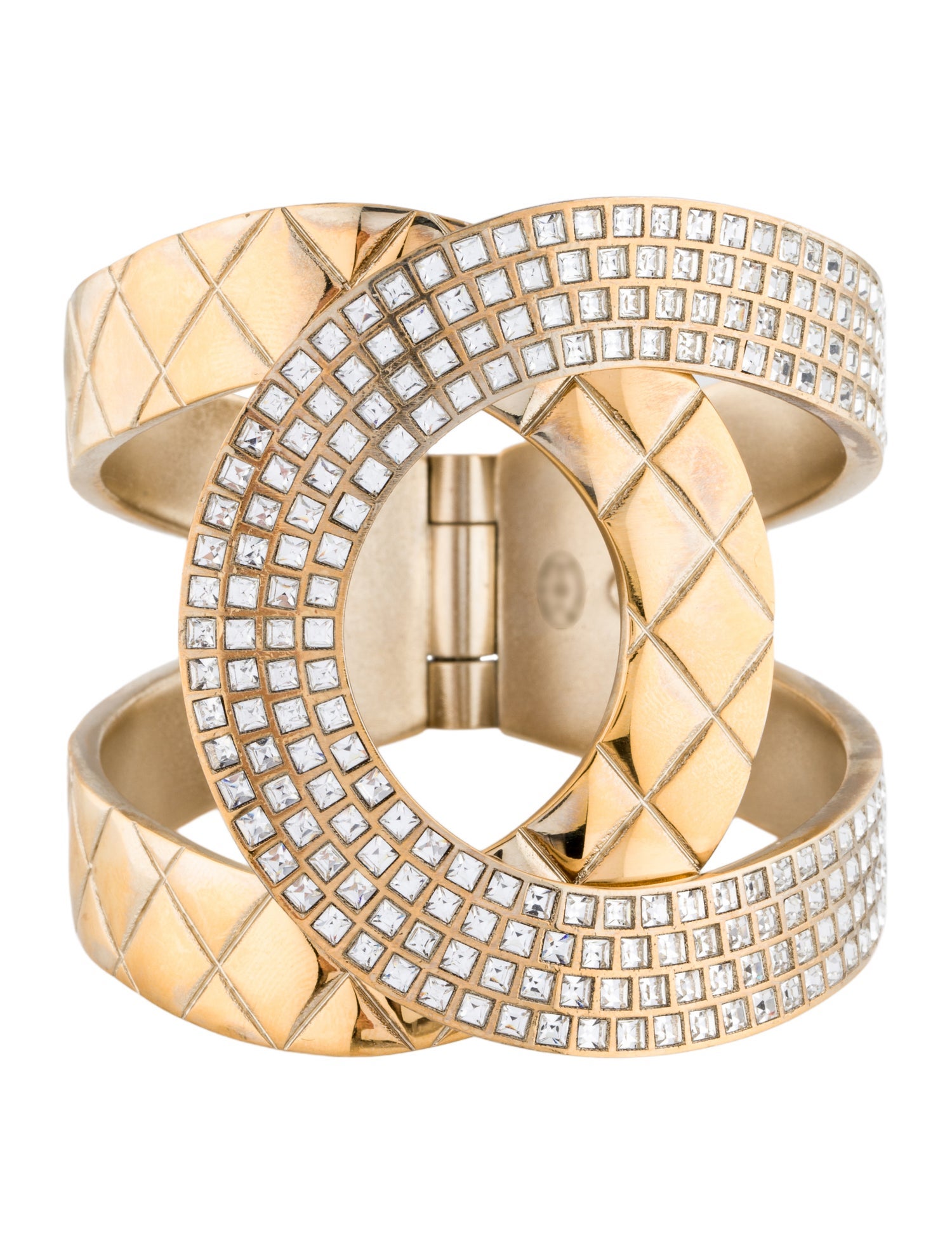 Chanel Strass CC Hinged Cuff Bracelet