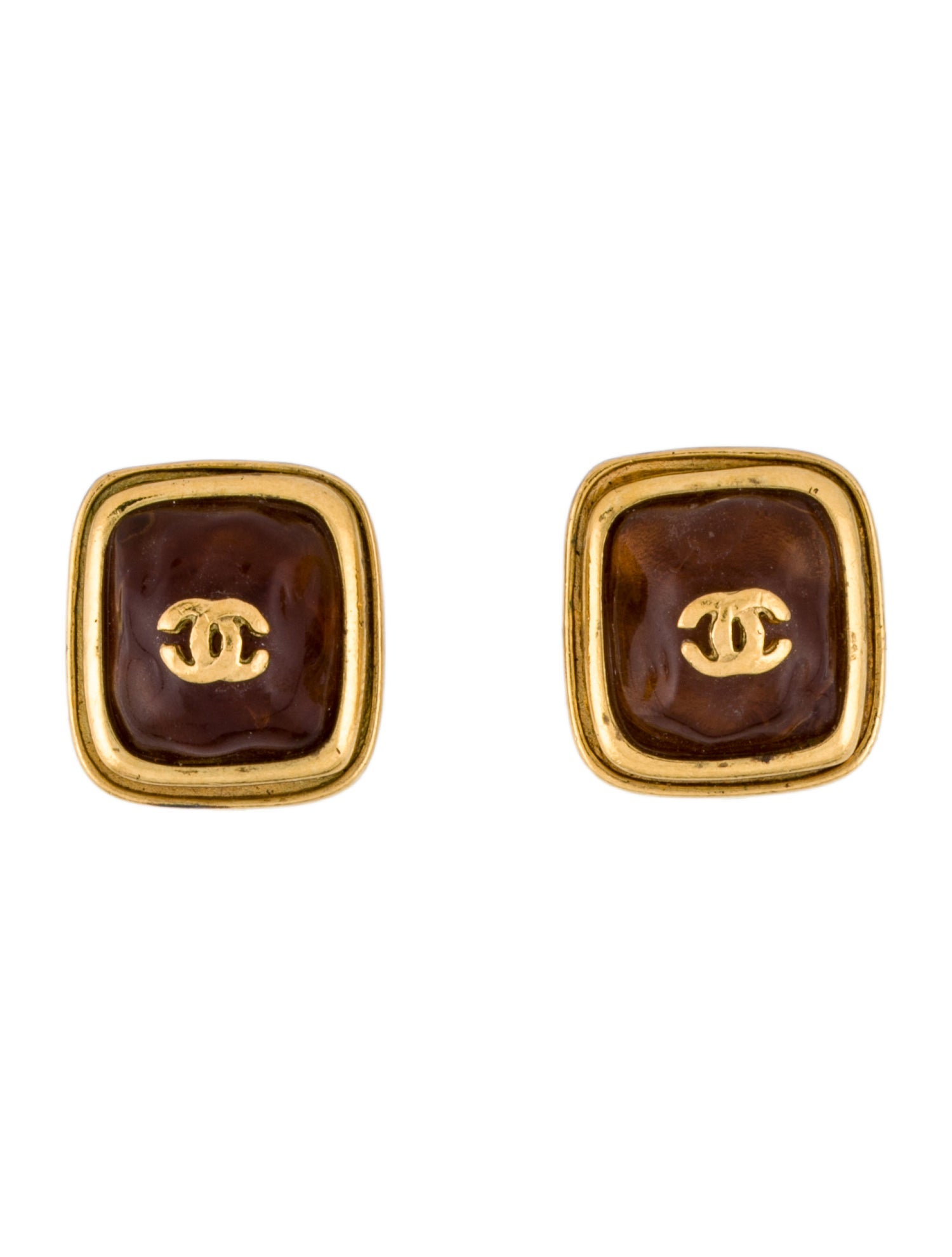 Chanel Vintage Resin CC Clip-On Earrings