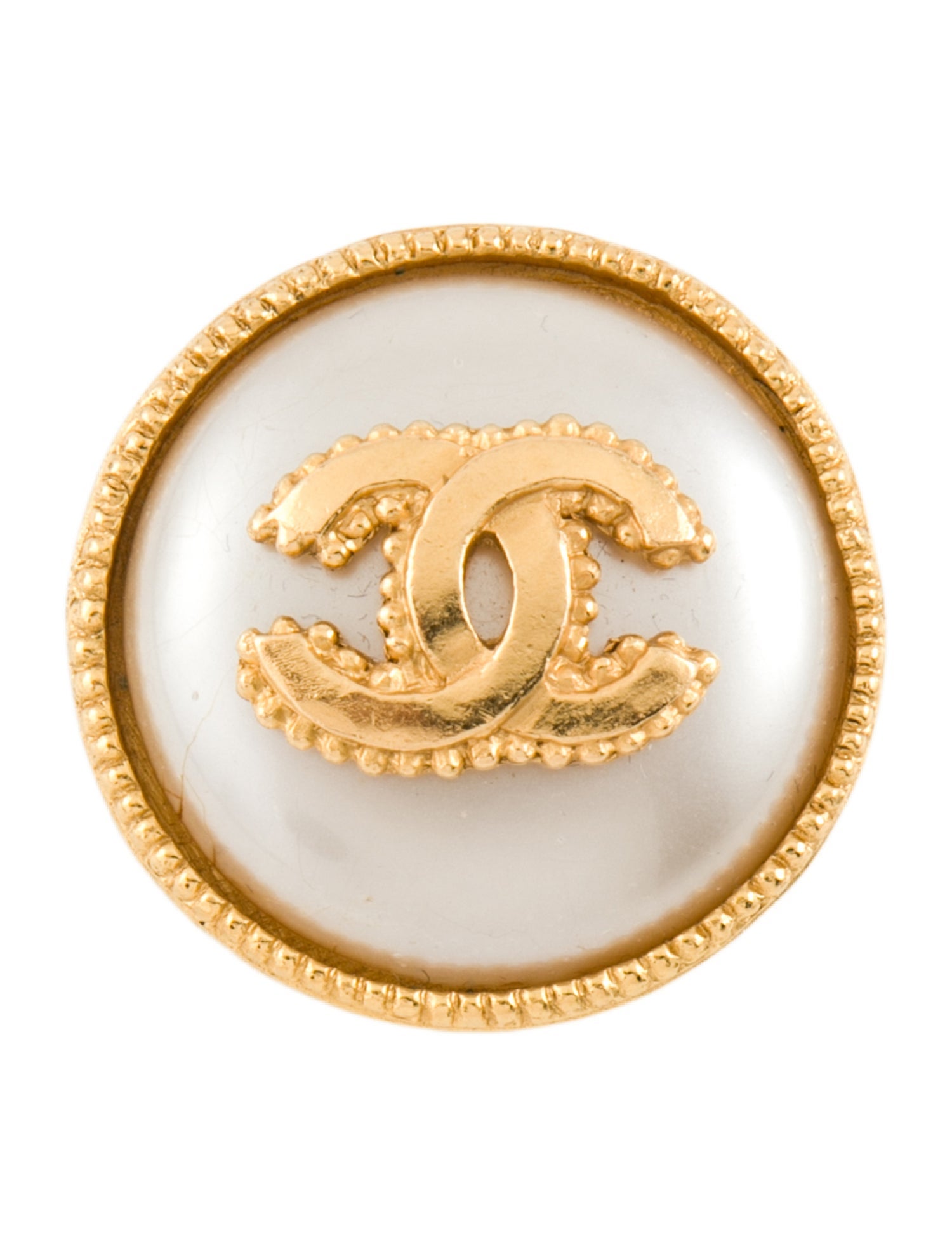 Chanel Vintage Faux Pearl CC Brooch
