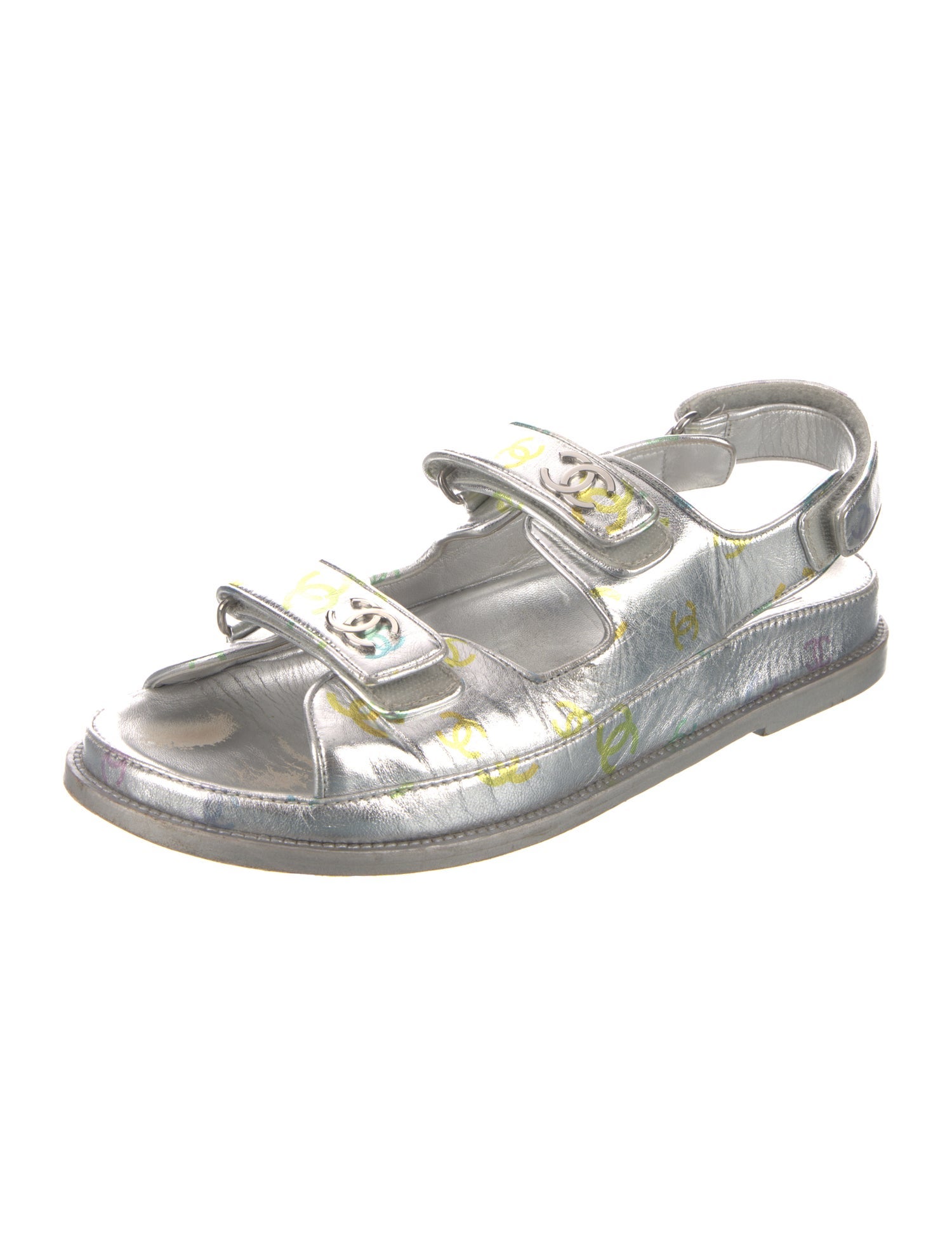 Chanel 2023 Interlocking CC Logo Slingback Sandals