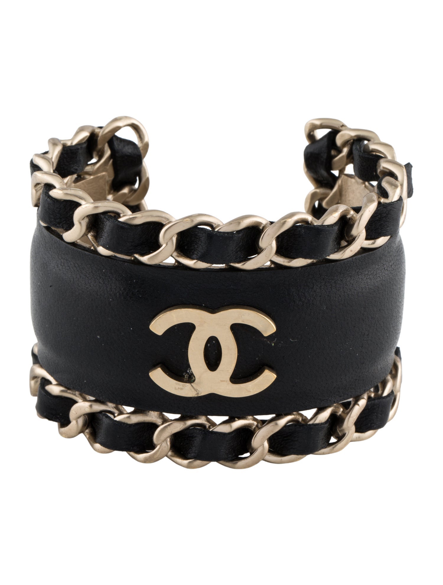 Chanel Leather CC Cuff Bracelet