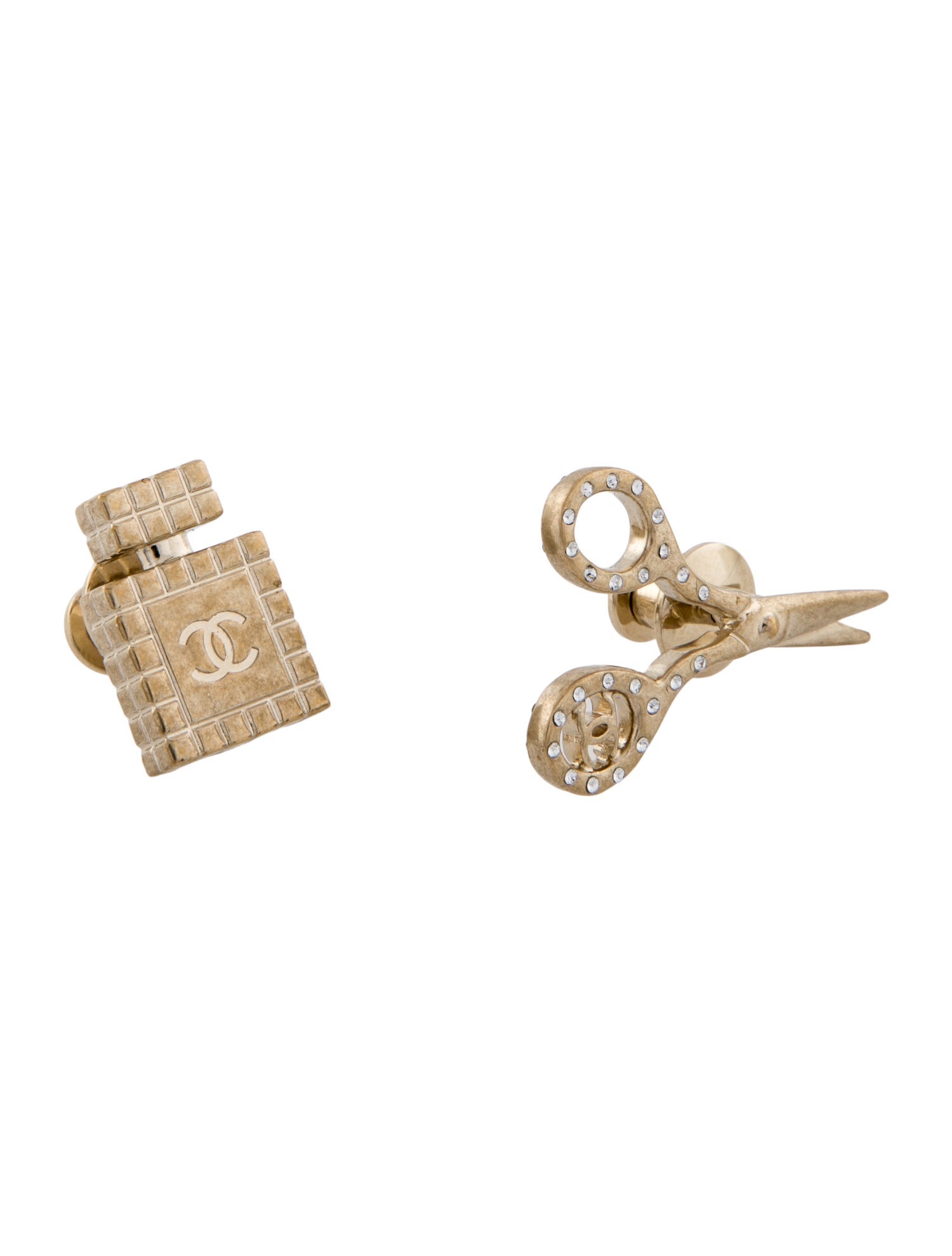 Chanel Strass Scissors & Perfume Brooch Set