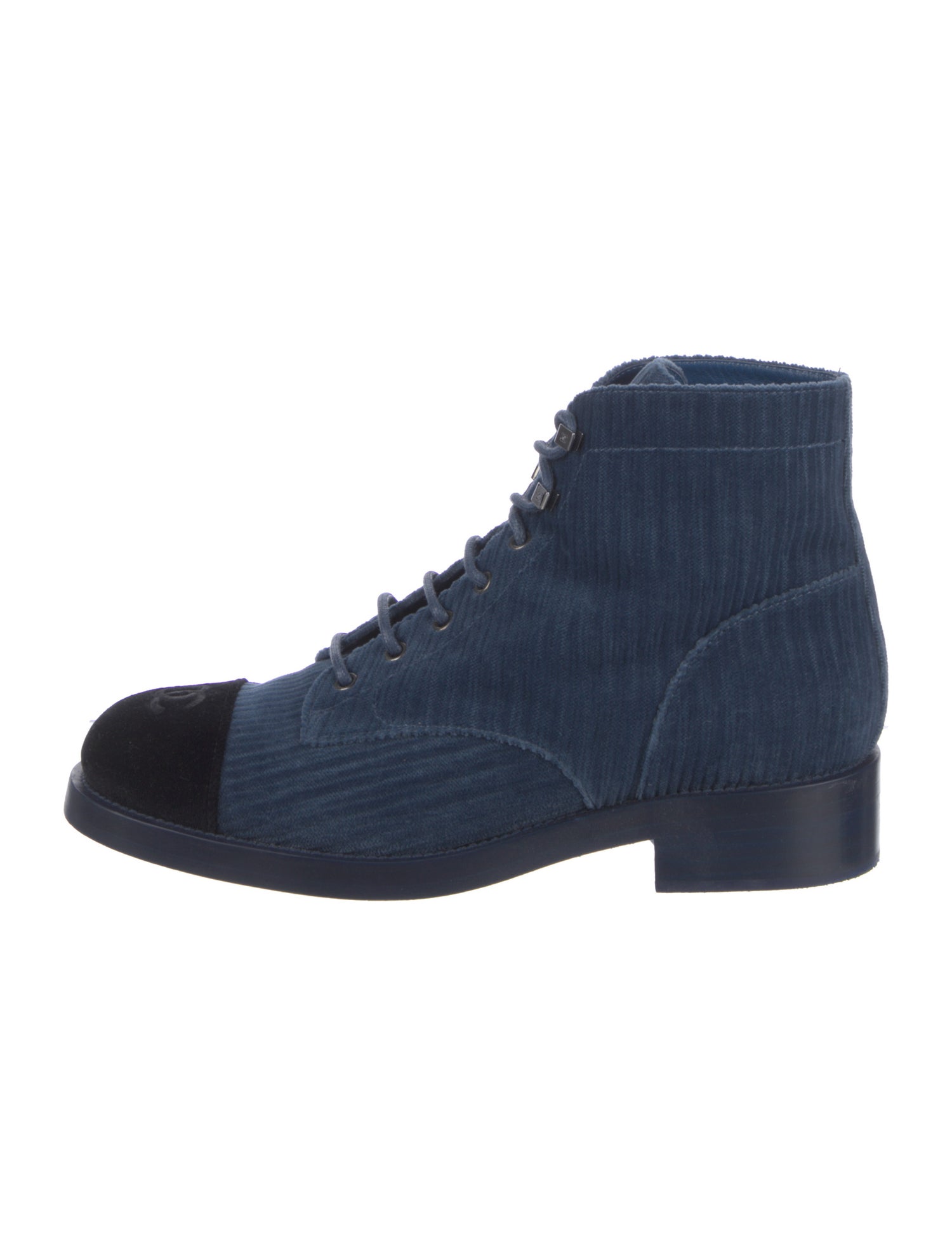 Chanel Interlocking CC Logo Velvet Boots