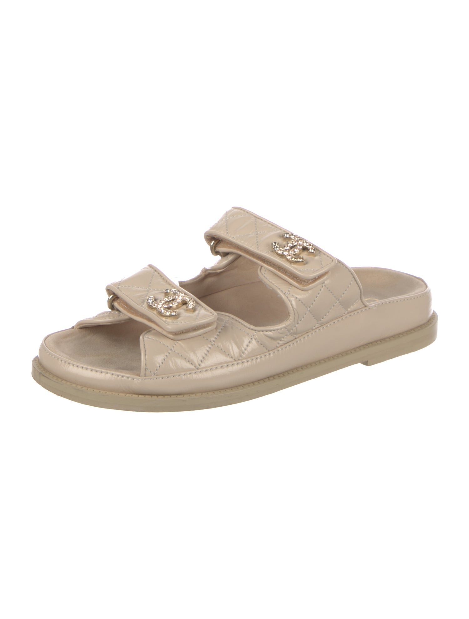 Chanel Interlocking CC Logo Calfskin Slides