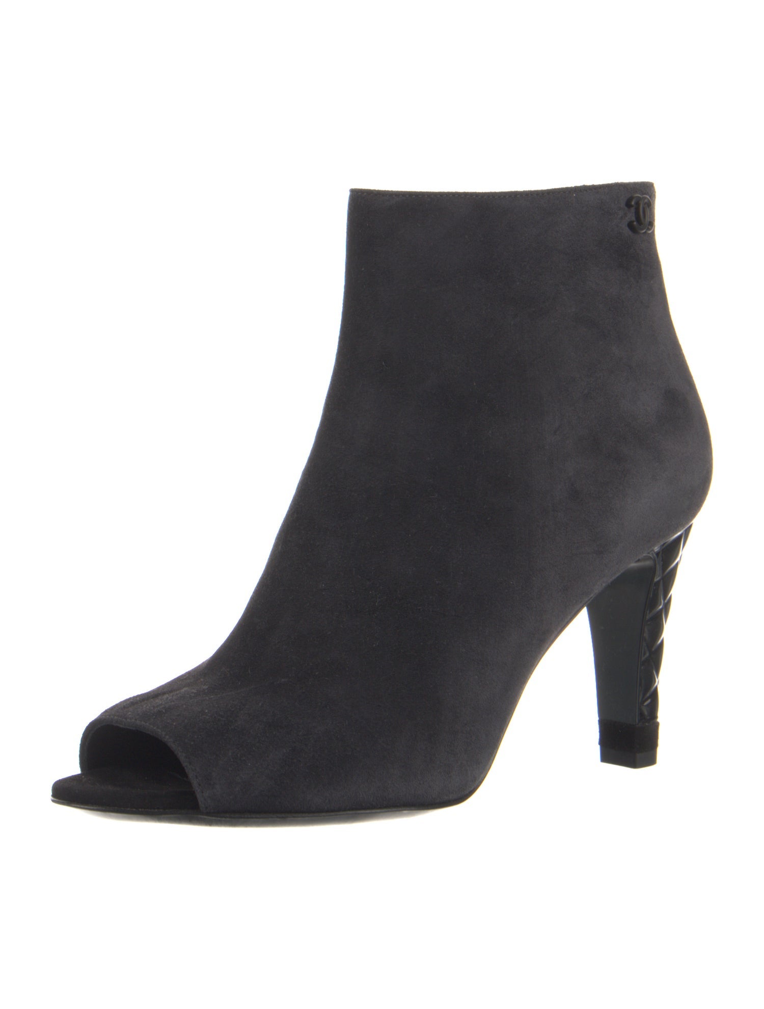 Chanel Interlocking CC Logo Suede Mules