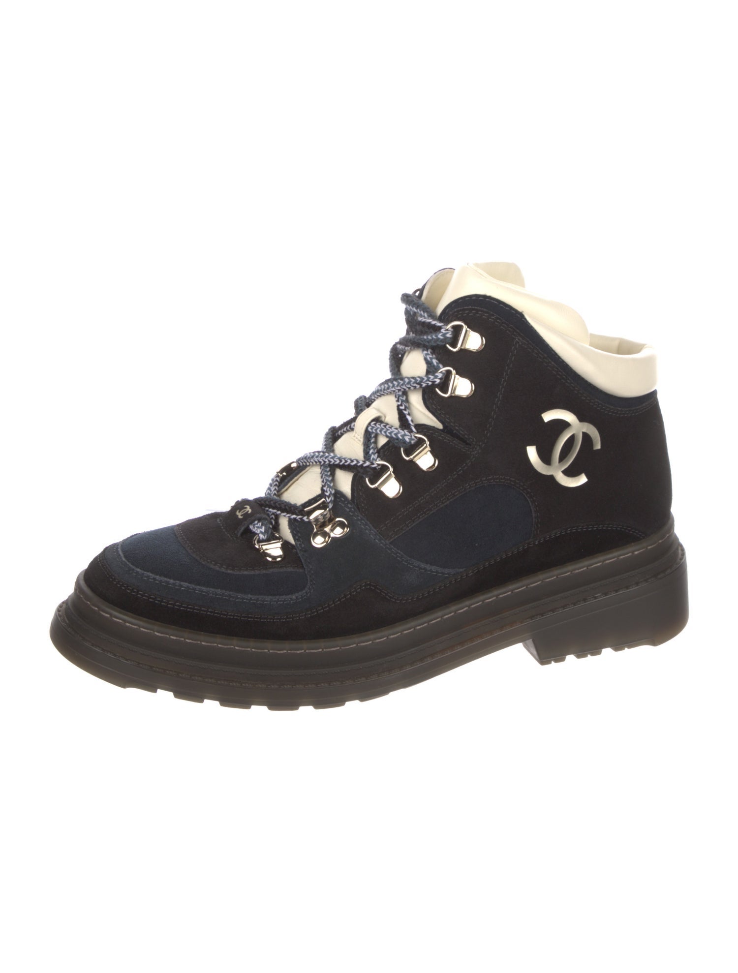 Chanel Interlocking CC Logo Suede Hiking Boots