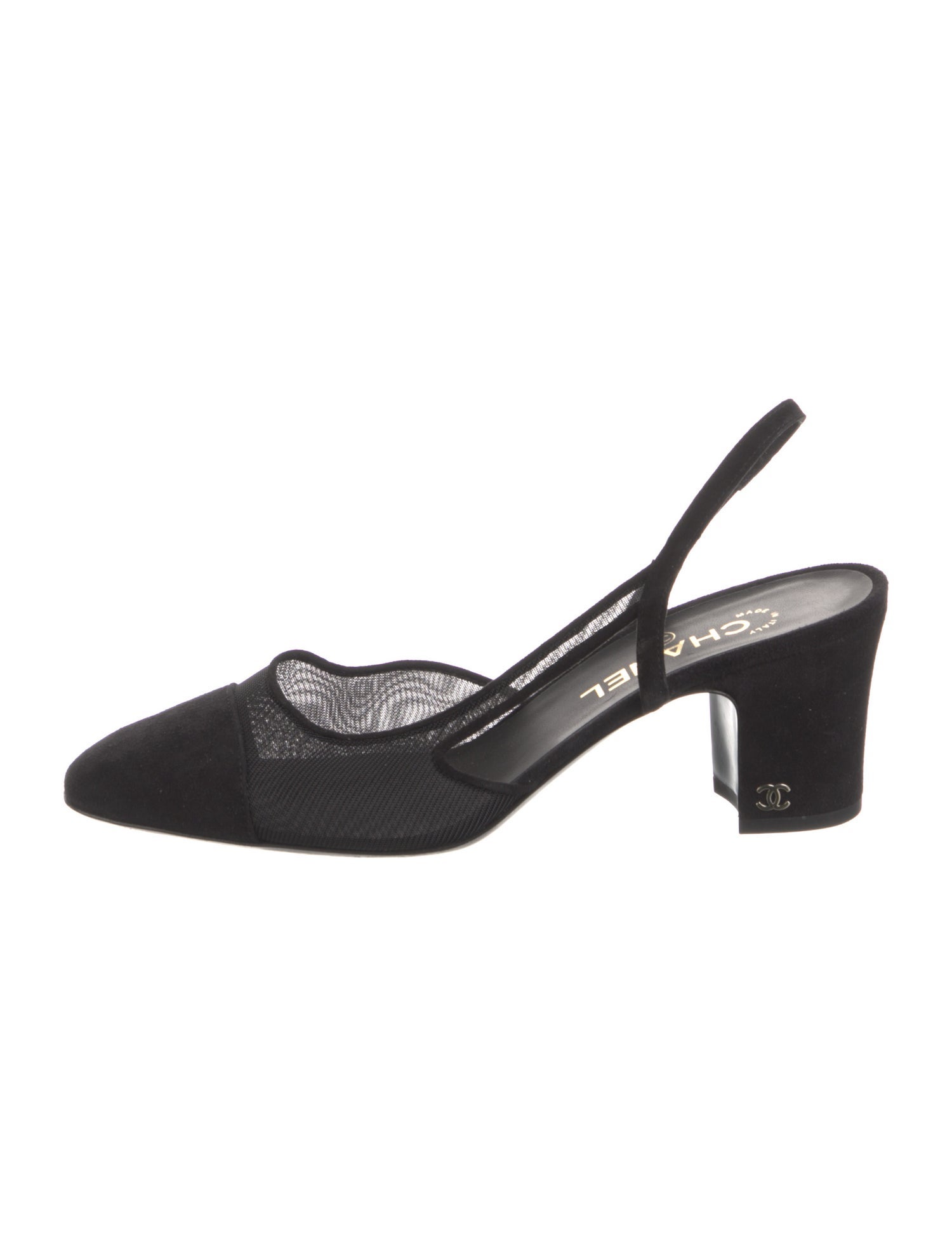 Chanel Interlocking CC Logo Mesh Slingback Pumps