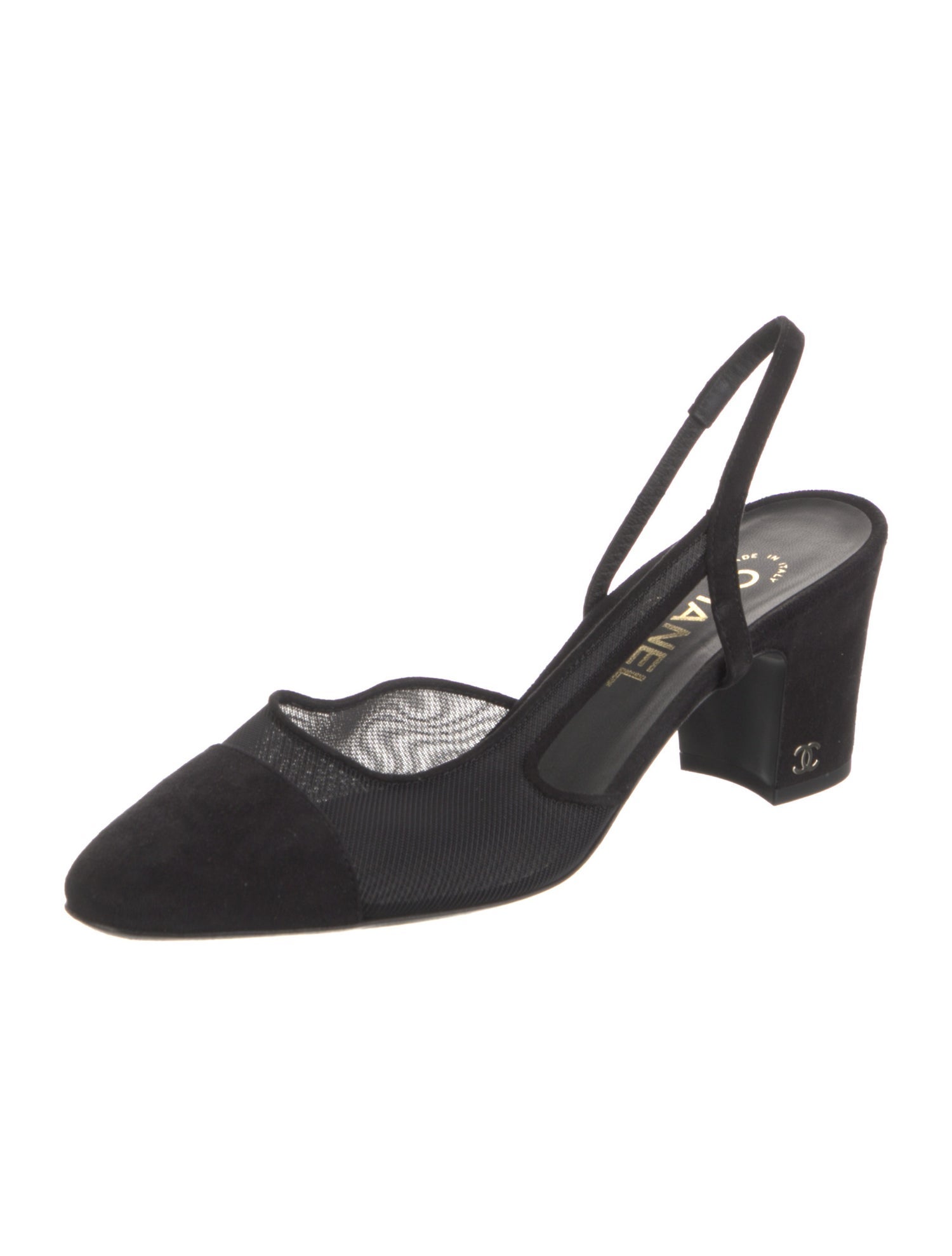 Chanel Interlocking CC Logo Mesh Slingback Pumps