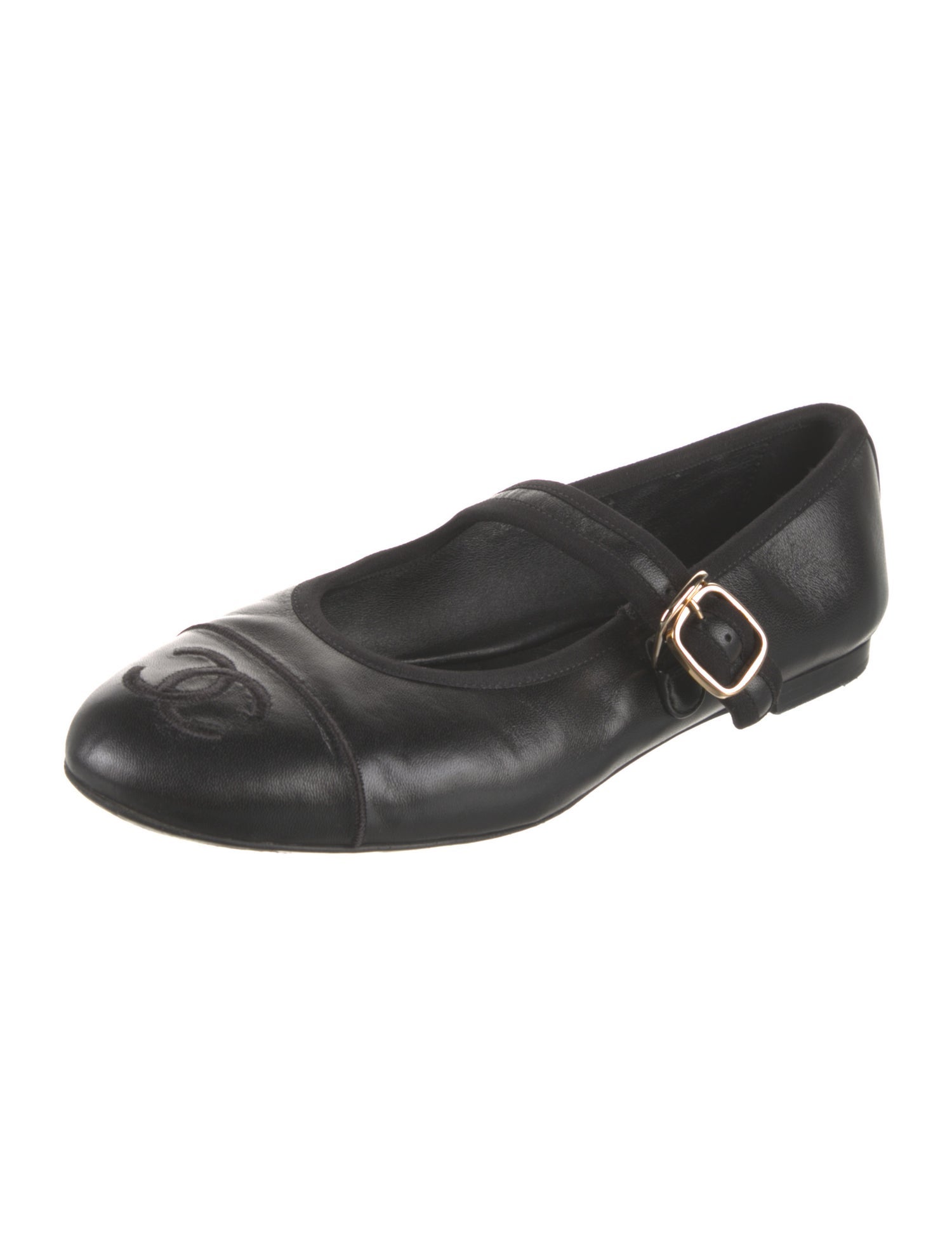Chanel Interlocking CC Logo Leather Flats
