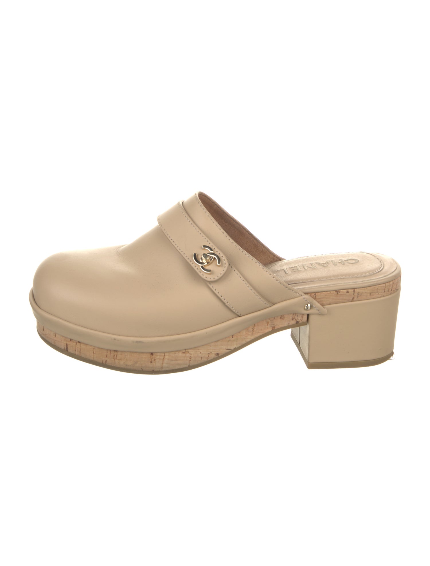 Chanel Interlocking CC Logo Leather Mules