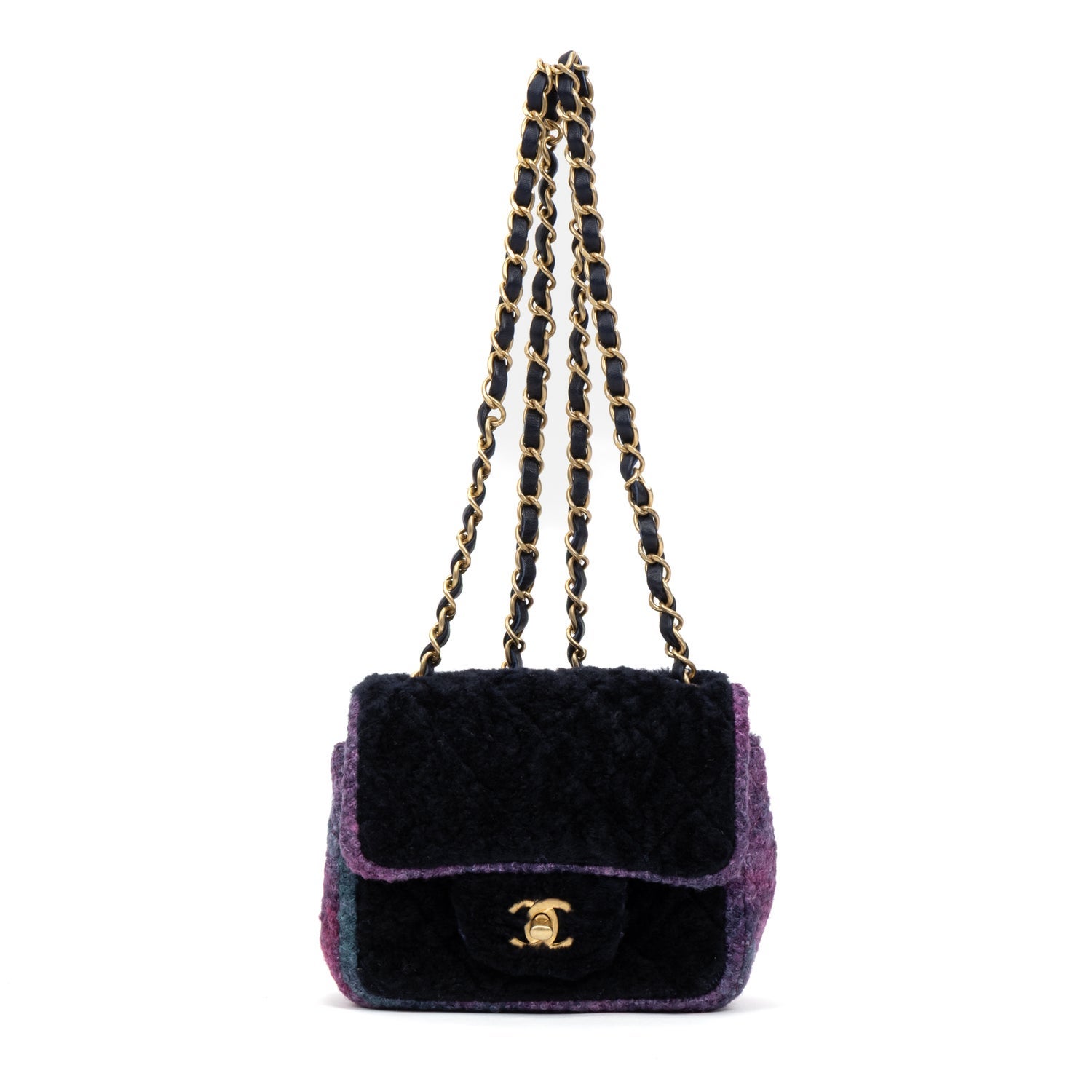 Chanel Canvas Rare Shearling Square Single Flap