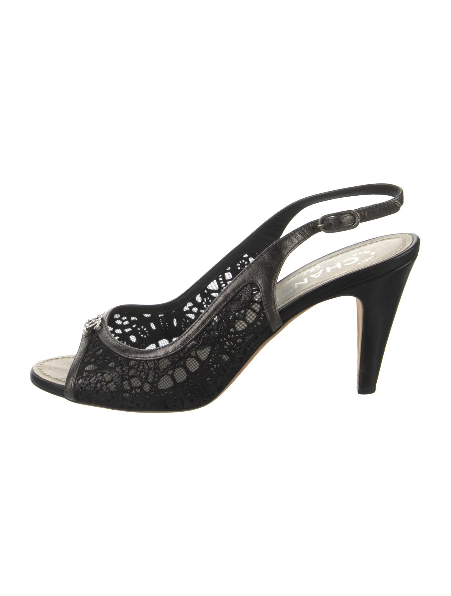 Chanel Interlocking CC Logo Mesh Slingback Pumps