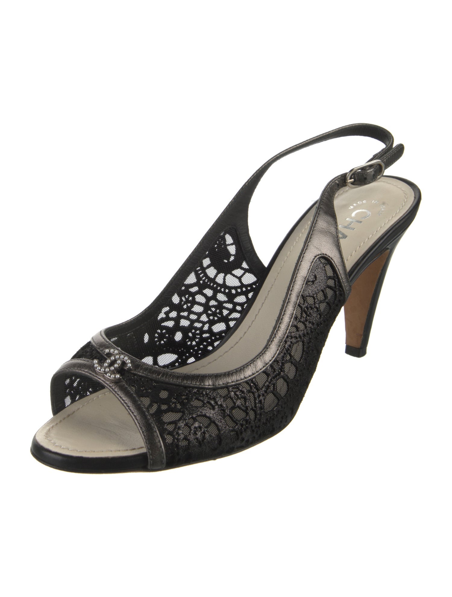 Chanel Interlocking CC Logo Mesh Slingback Pumps