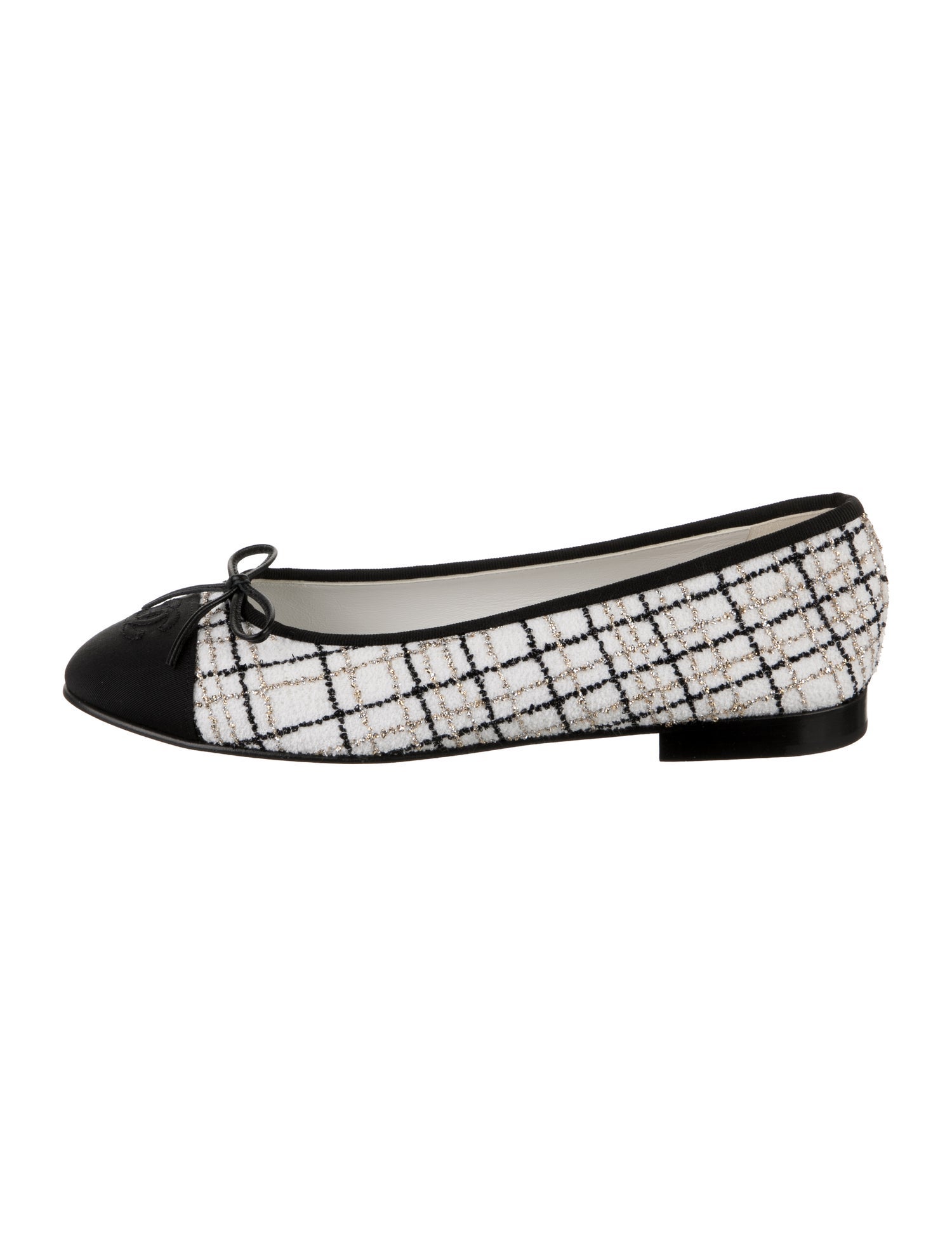 Chanel Tweed Pattern Tweed Ballet Flats