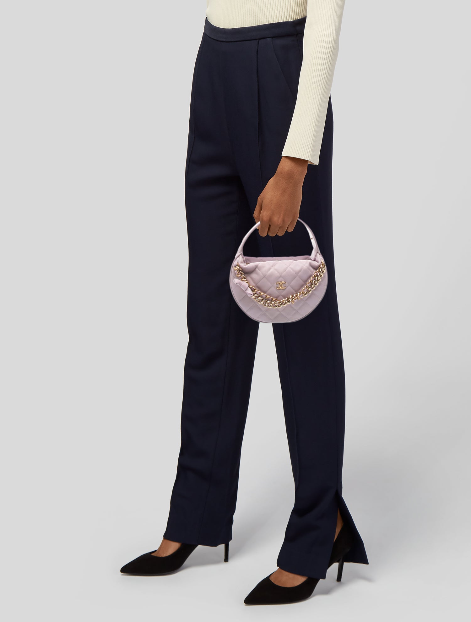 Chanel 2024 Quilted Caviar Bow Pouch Hobo