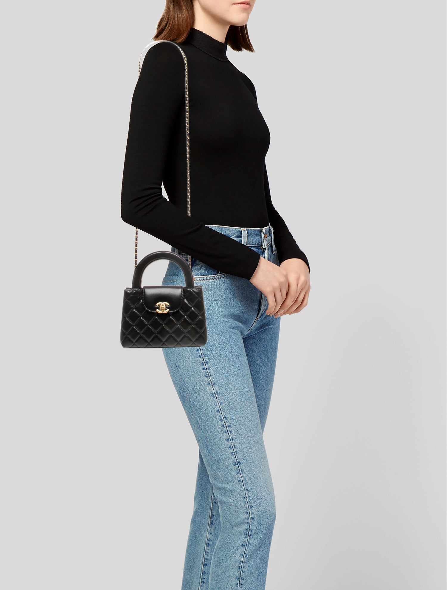 Chanel 2026 Quilted Mini Kelly Nano Shopper - Black Handle Bags