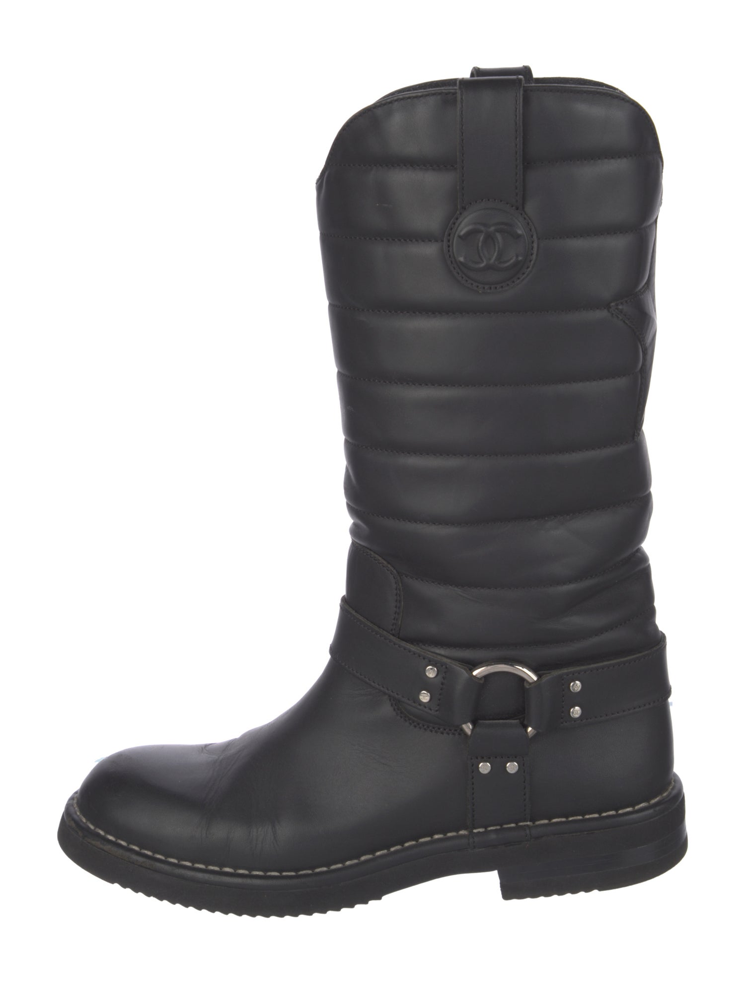 Chanel Interlocking CC Logo Leather Riding Boots
