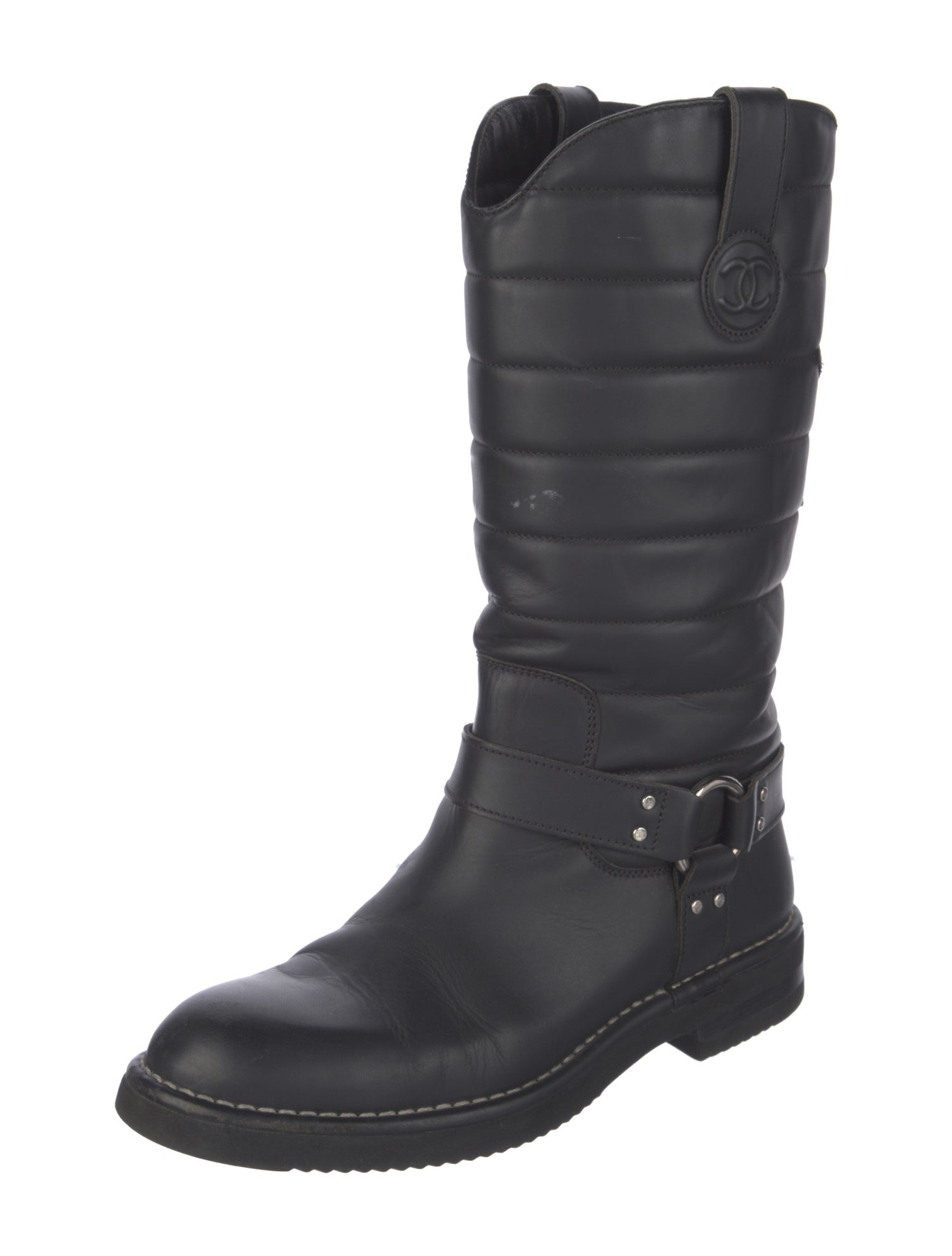 Chanel Interlocking CC Logo Leather Riding Boots