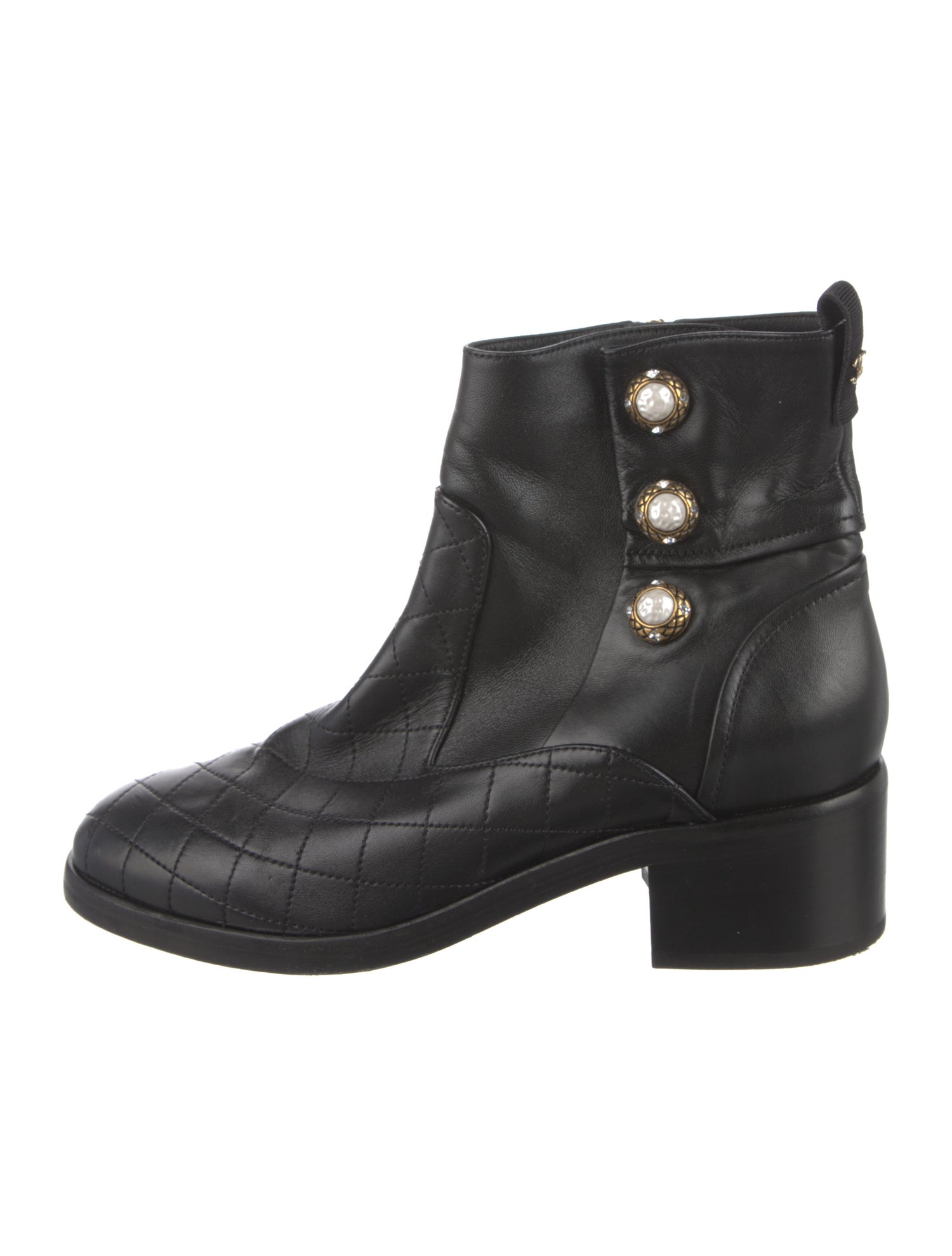 Chanel Interlocking CC Logo Leather Moto Boots