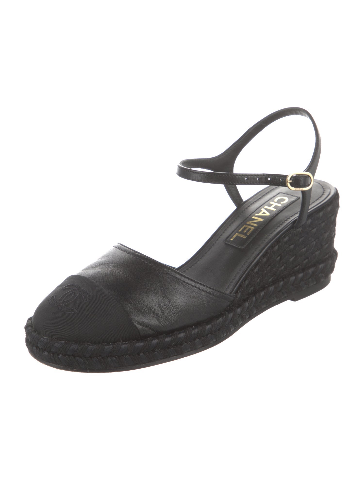 Chanel Interlocking CC Logo Leather Slingback Pumps