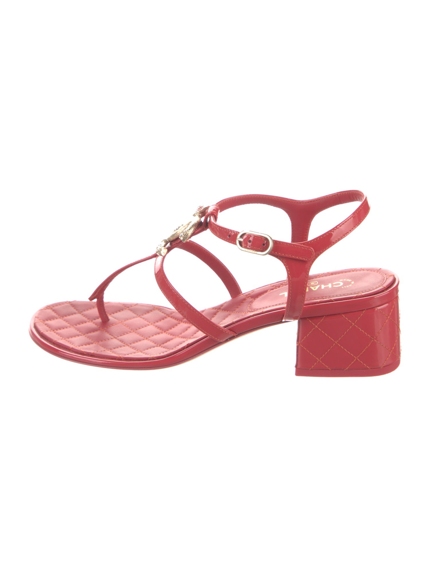 Chanel 2017 Interlocking CC Logo T-Strap Sandals