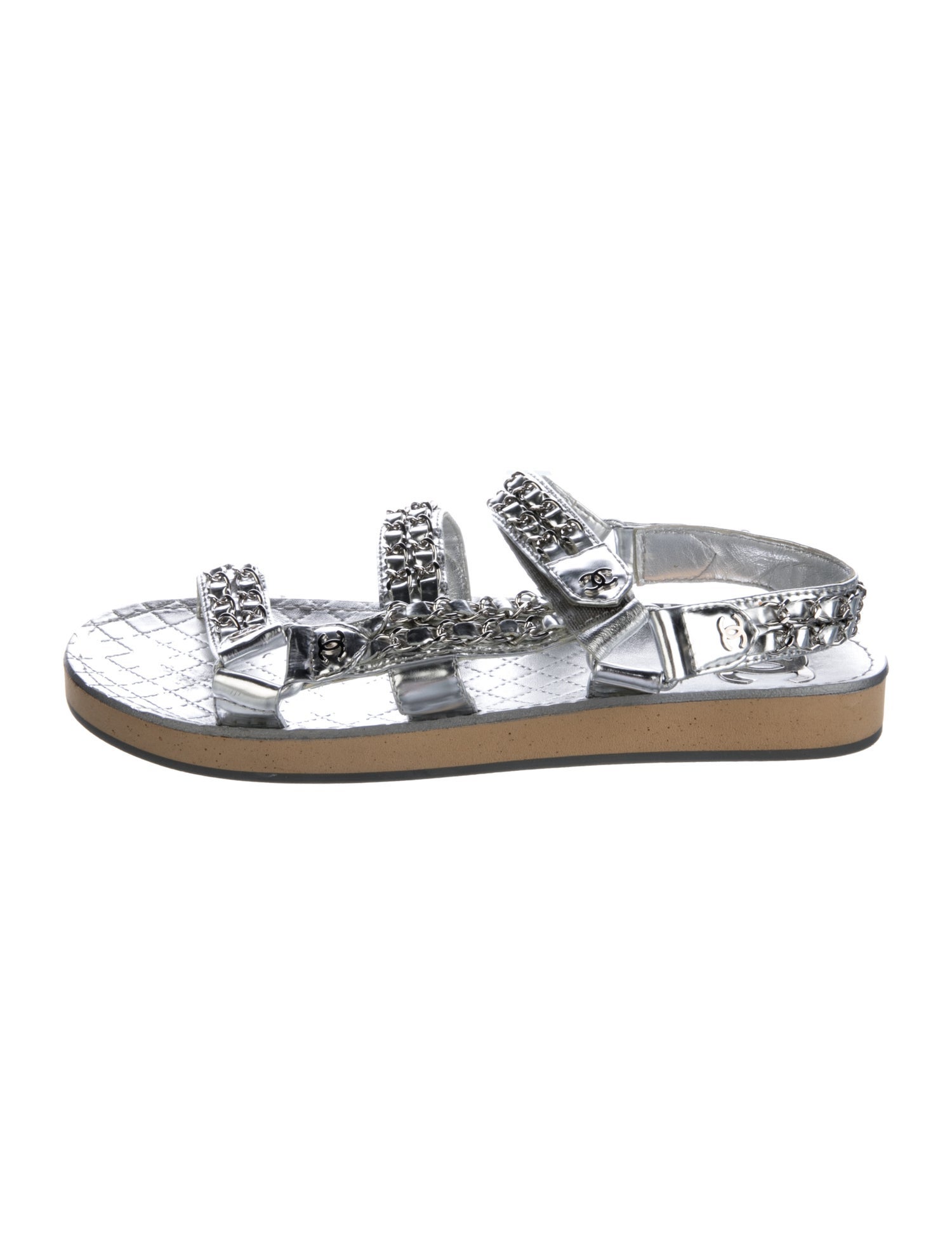 Chanel Interlocking CC Logo Goat Leather Sandals