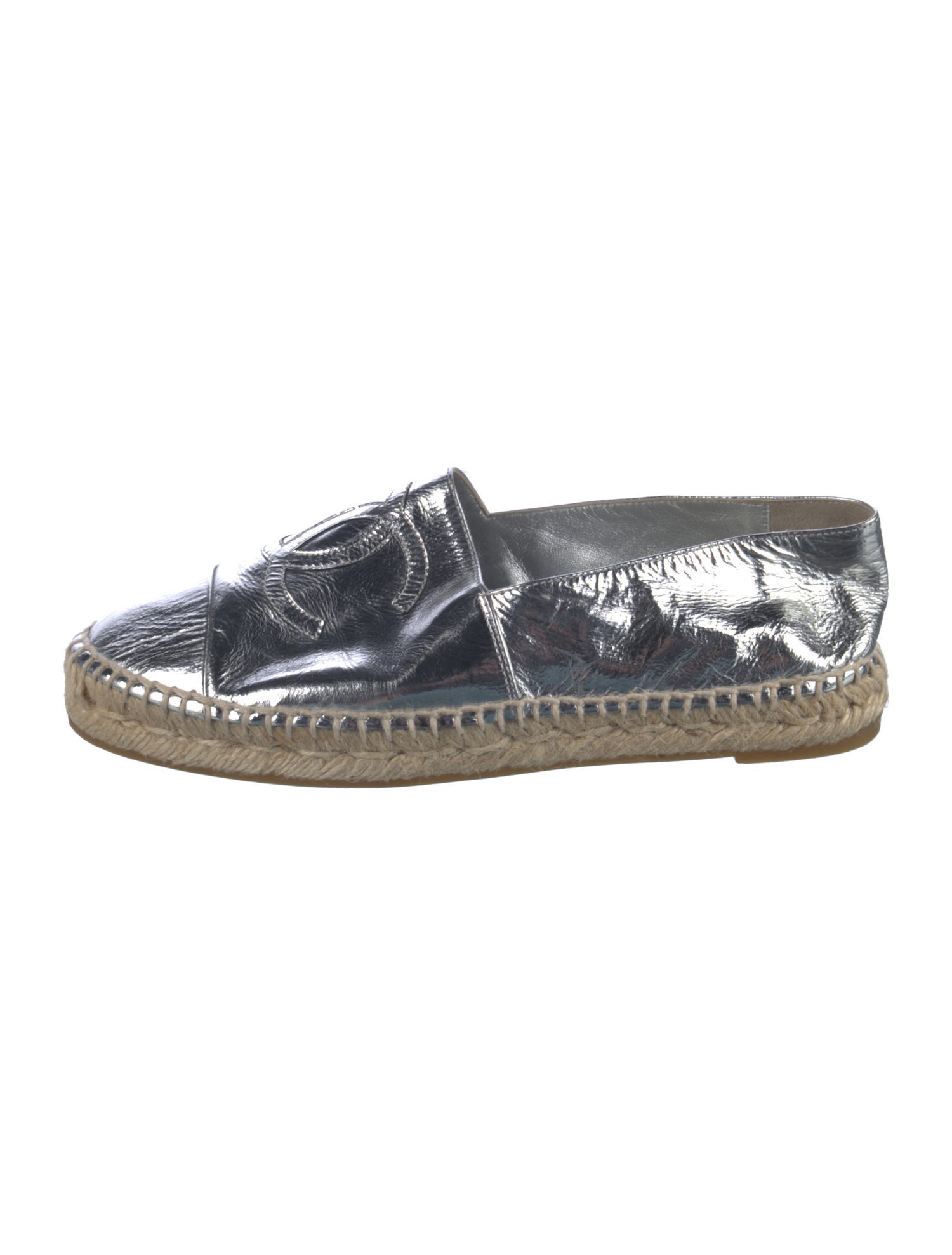 Chanel Interlocking CC Logo Leather Espadrilles