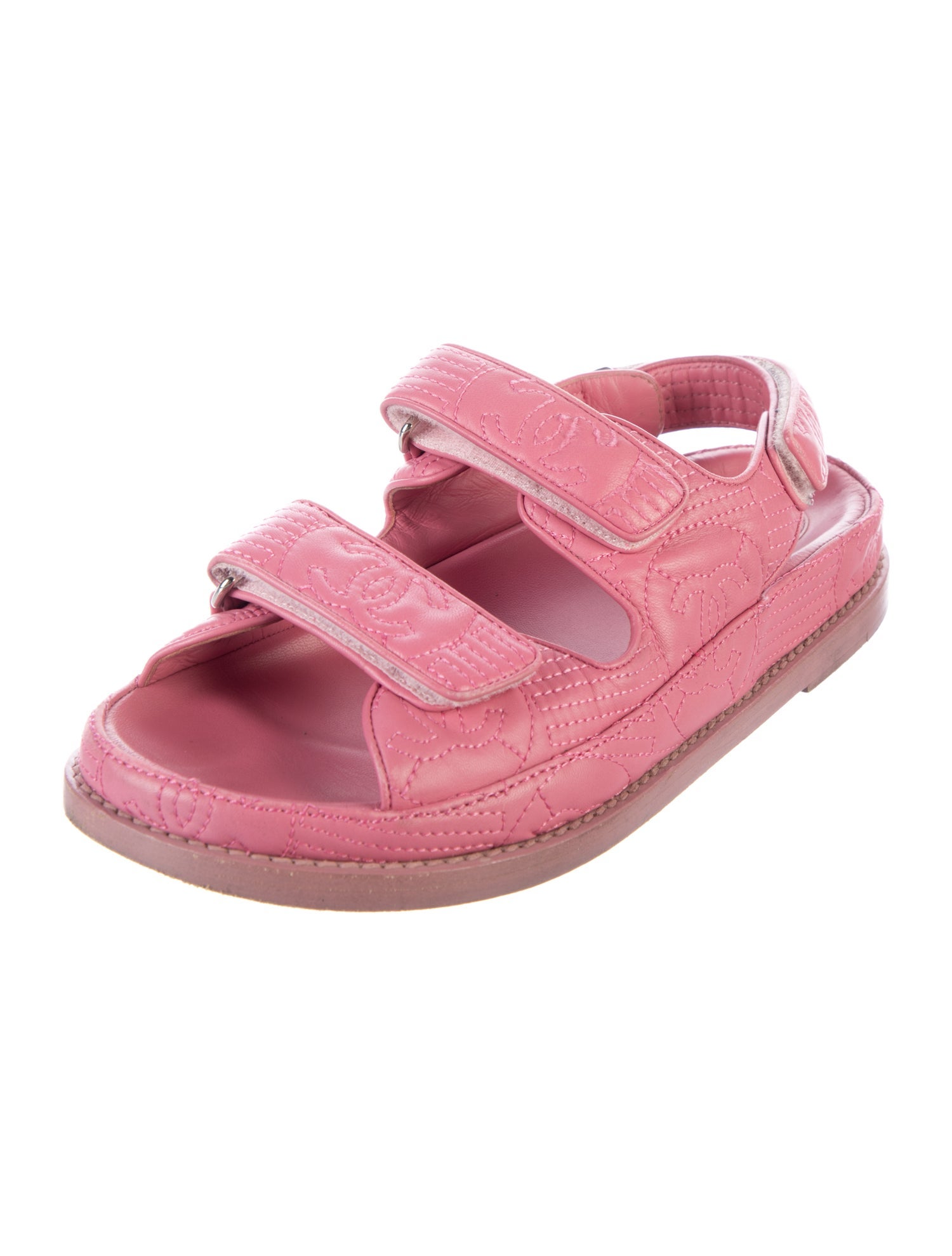 Chanel Interlocking CC Logo Lambskin Slingback Sandals