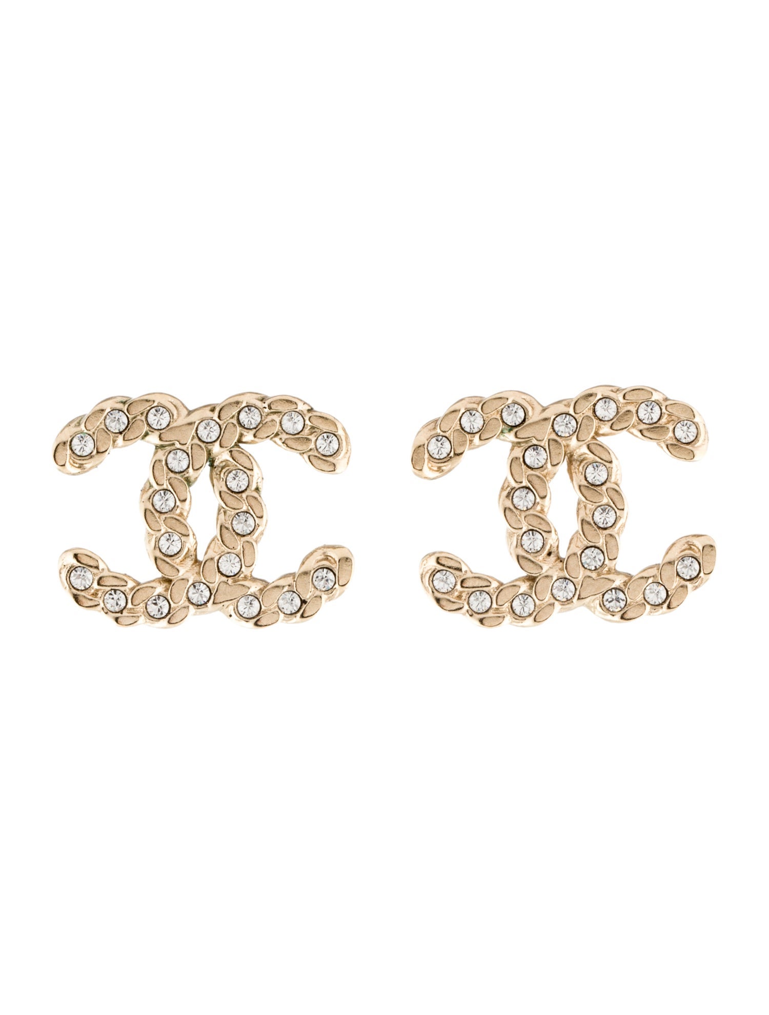 Chanel Strass CC Logo Stud Earrings