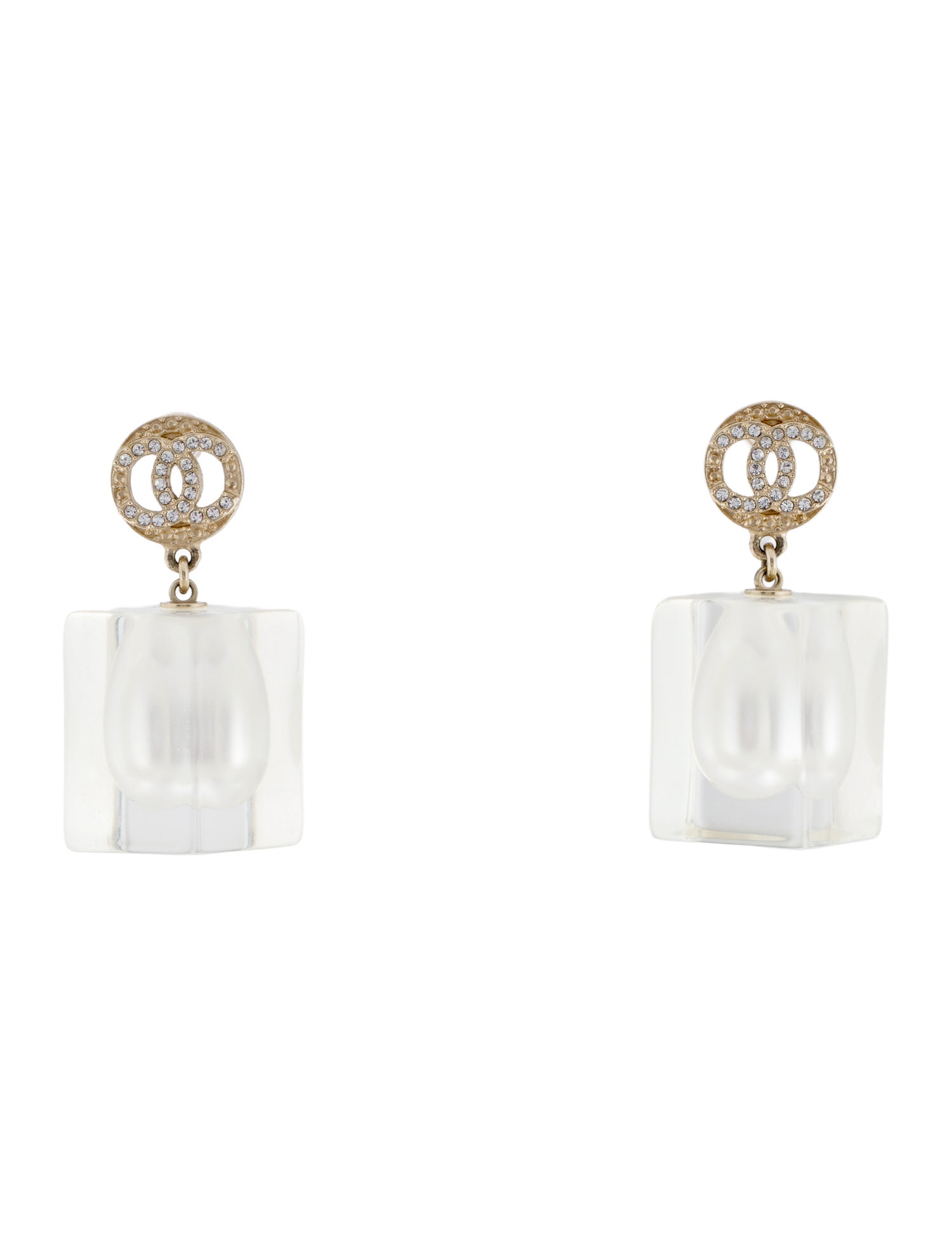 Chanel Faux Pearl, Strass & Resin Drop Earrings