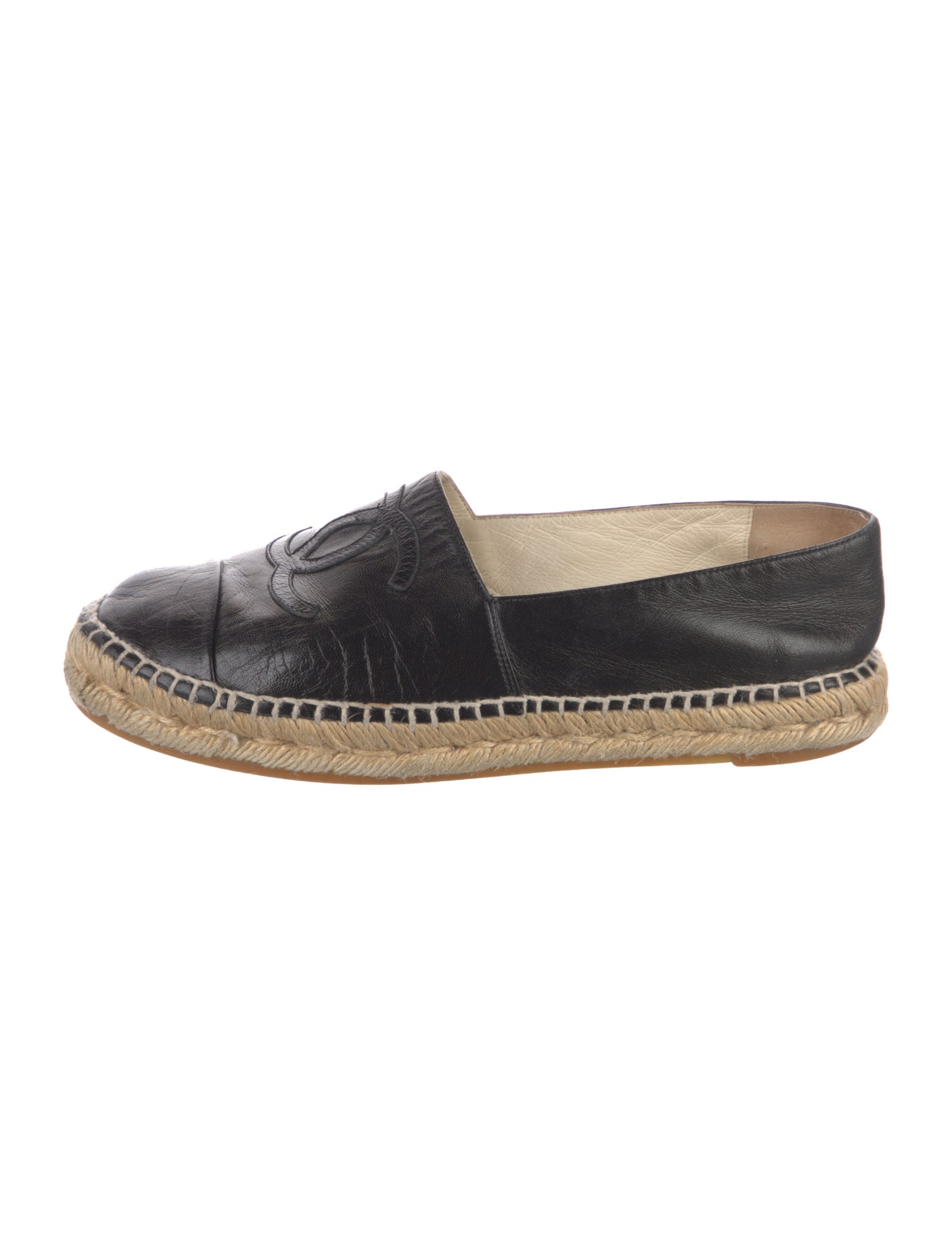 Chanel Interlocking CC Logo Leather Espadrilles