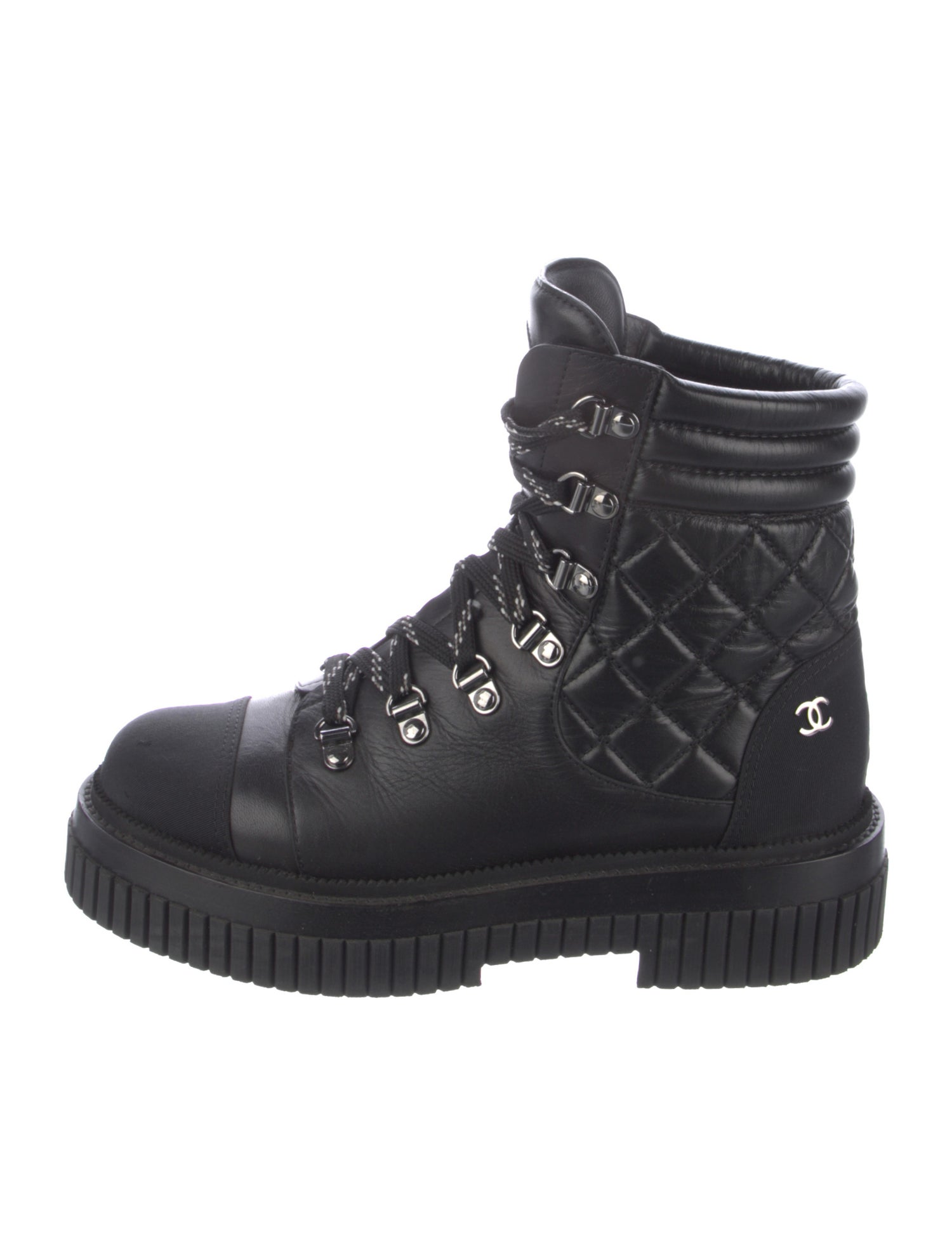Chanel 2021 Interlocking CC Logo Combat Boots