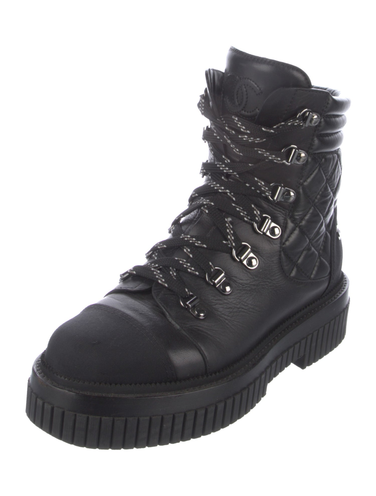 Chanel 2021 Interlocking CC Logo Combat Boots