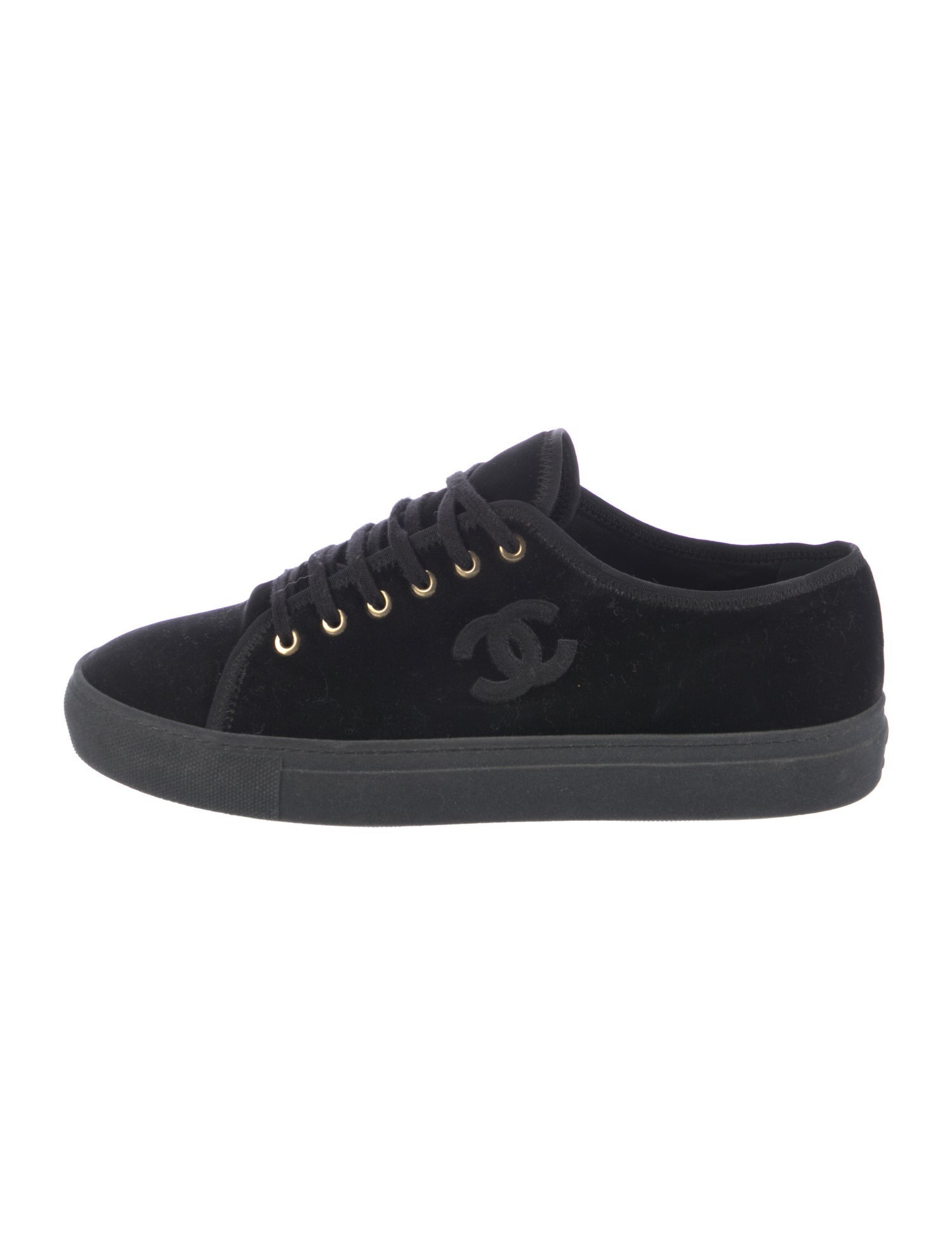 Chanel Interlocking CC Logo Velvet Sneakers