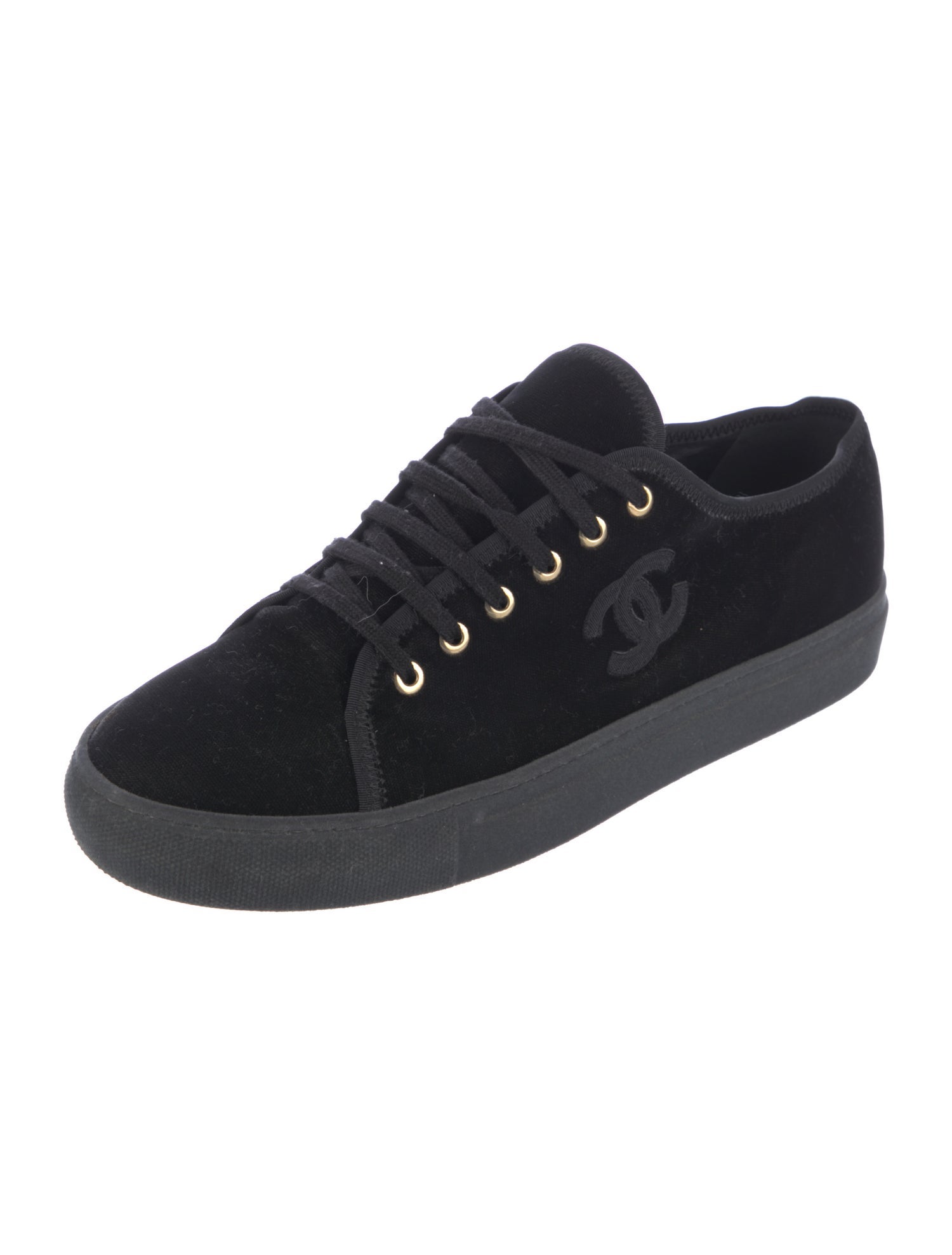 Chanel Interlocking CC Logo Velvet Sneakers