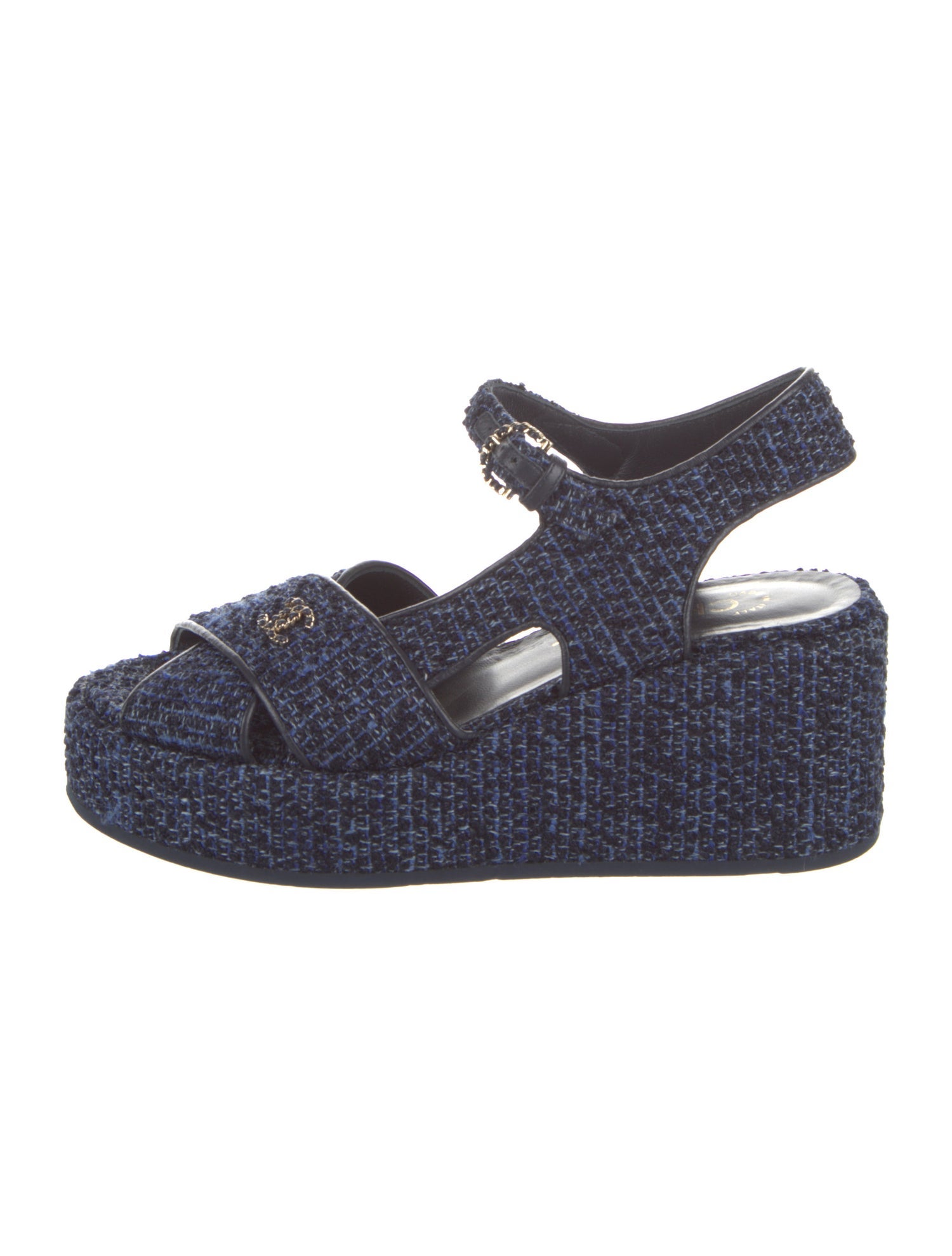 Chanel Interlocking CC Logo Tweed Espadrilles