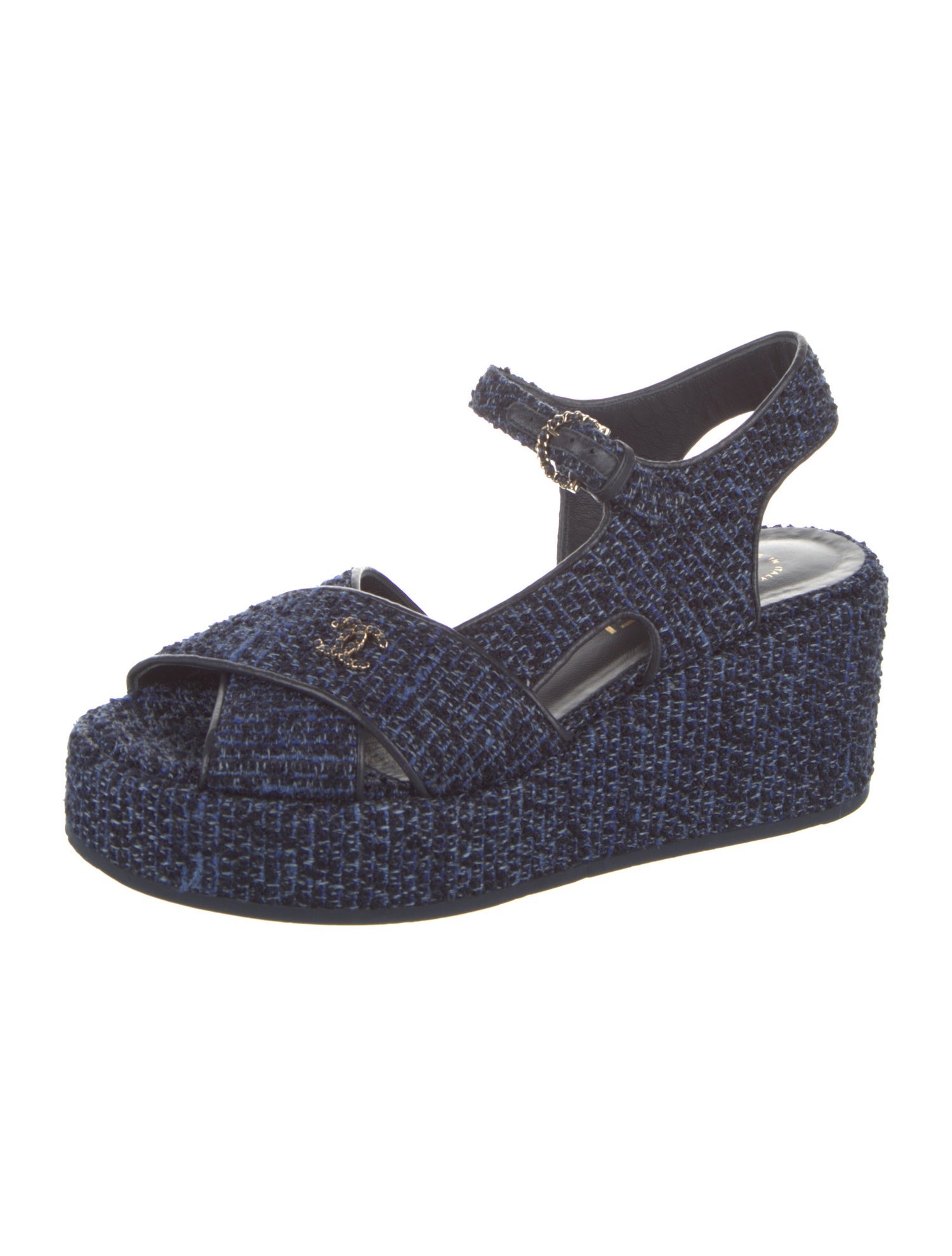 Chanel Interlocking CC Logo Tweed Espadrilles